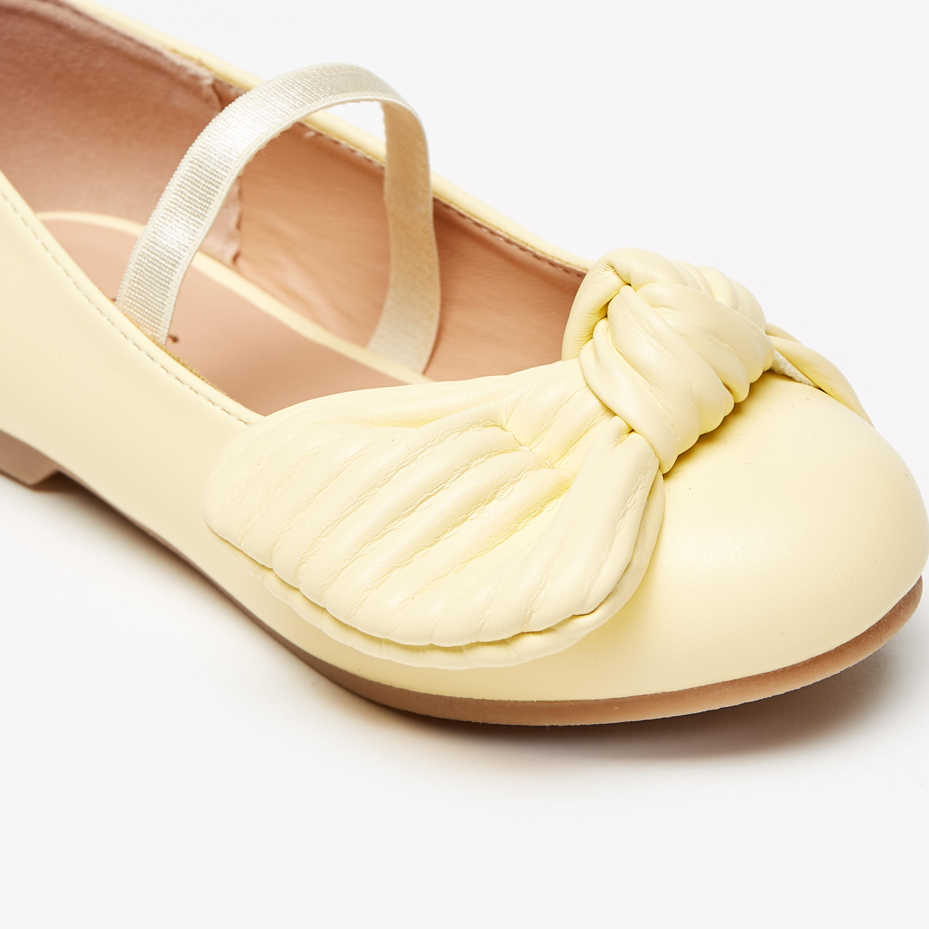 Juniors Ballerina Shoes with Bow Accent and Elasticated Strap-girls-shoes-ballerinas-image-15