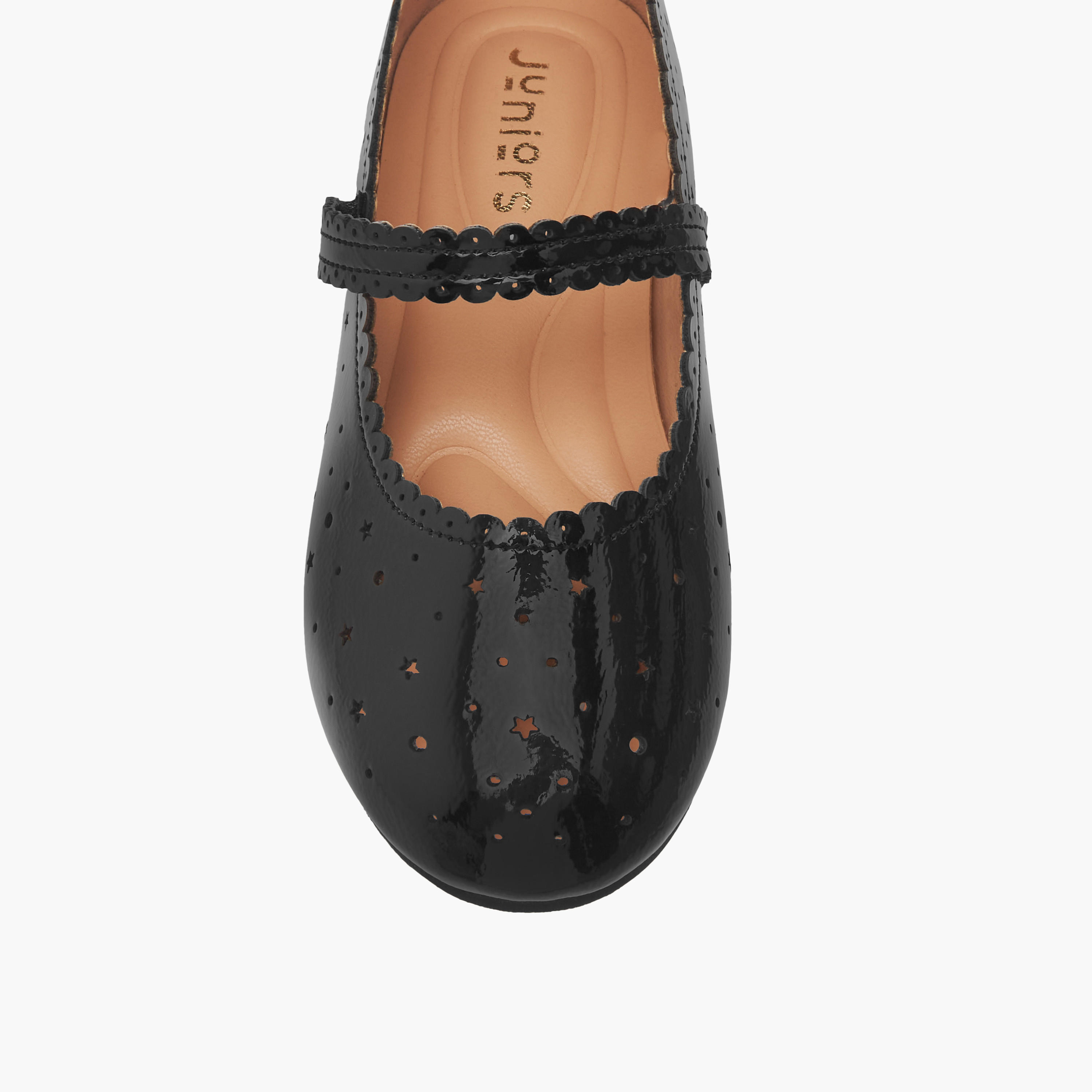 Juniors Cut-Out Detail Ballerina Shoes with Hook and Loop Closure-girls-shoes-ballerinas-image-4