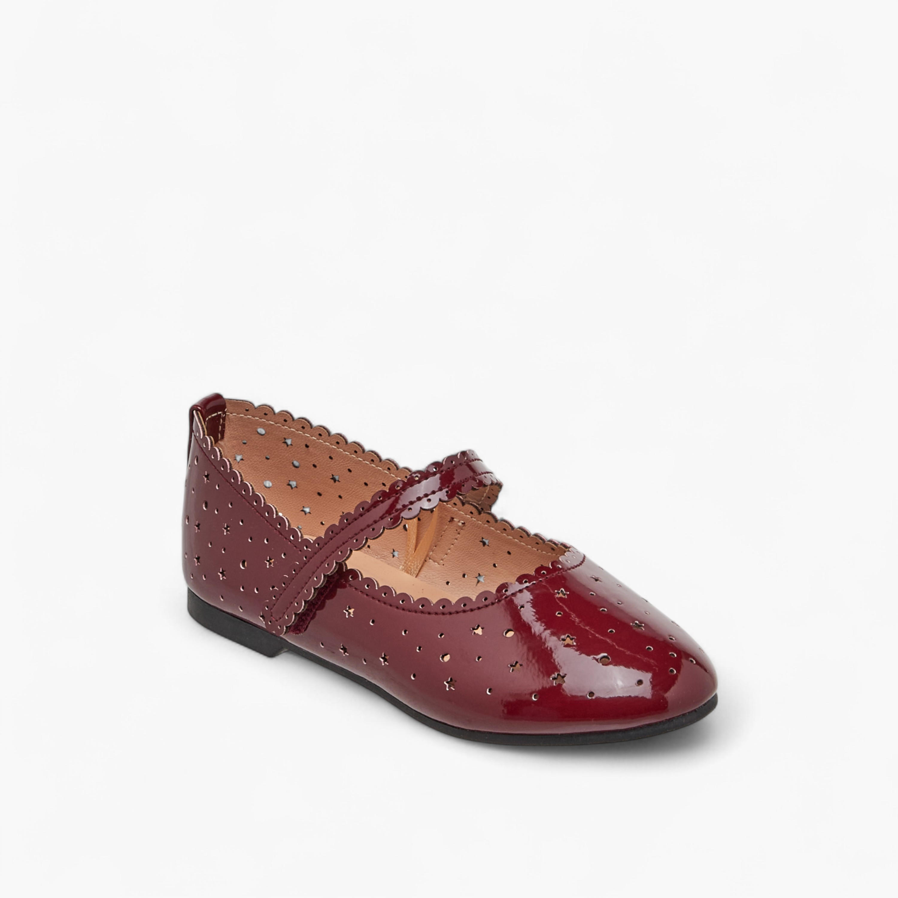 Juniors Cut-Out Detail Ballerina Shoes with Hook and Loop Closure-girls-shoes-ballerinas-image-2