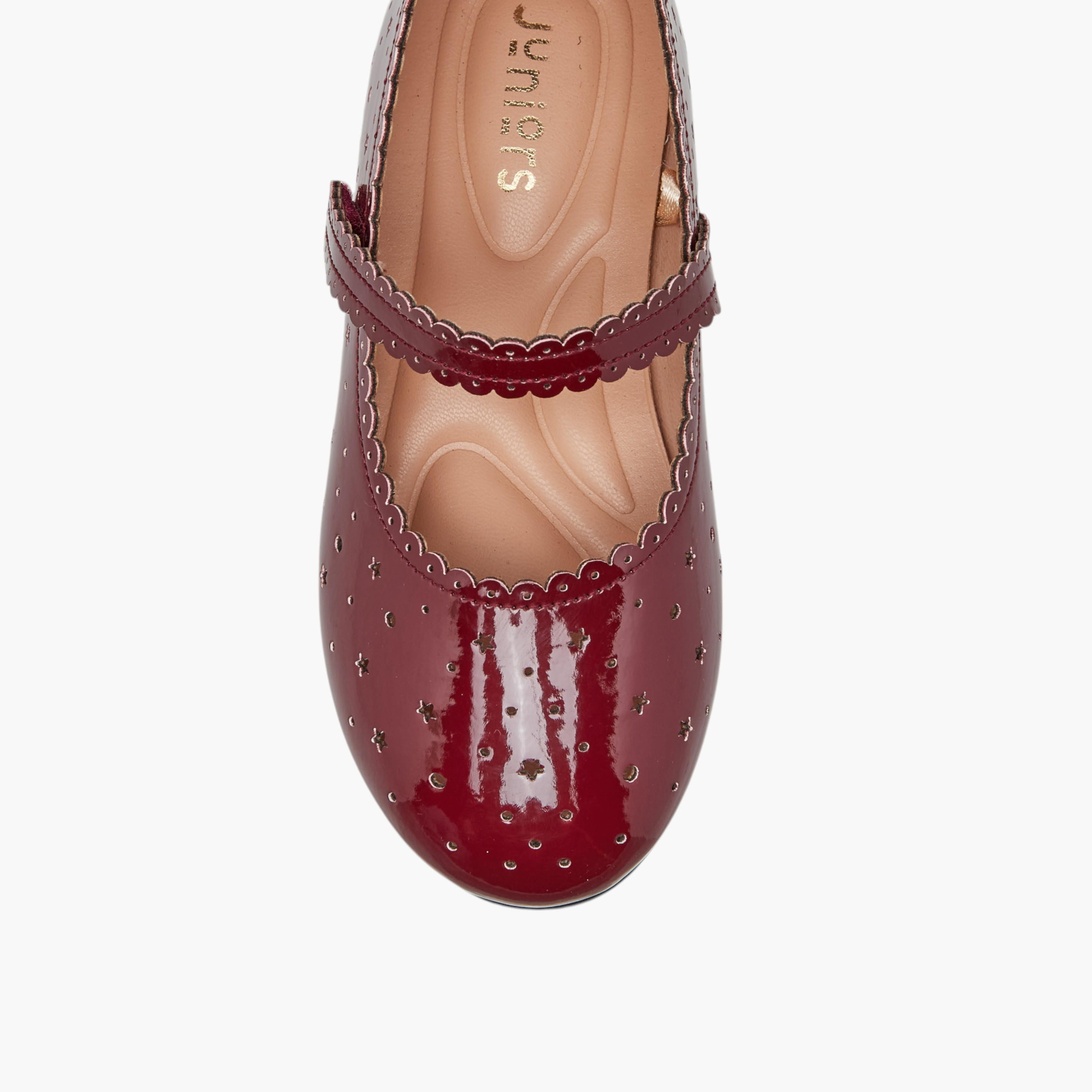 Juniors Cut-Out Detail Ballerina Shoes with Hook and Loop Closure-girls-shoes-ballerinas-image-4