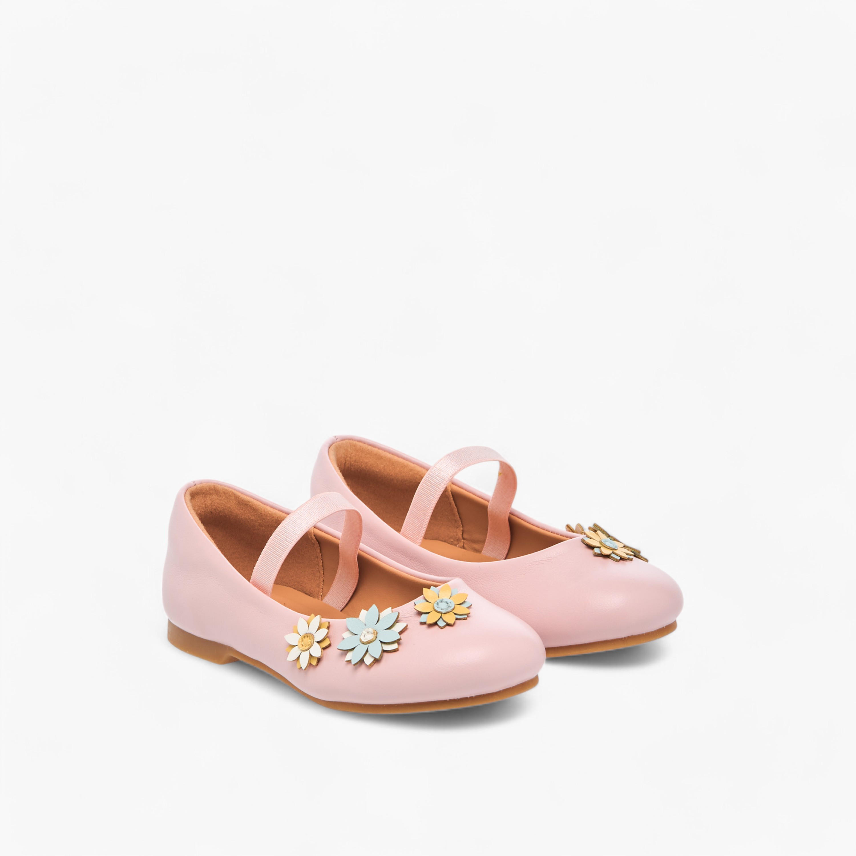 حذاء باليرينا سهل الارتداء بشريط مطاطي وزينة أزهار من جونيورز-girls-shoes-ballerinas-image-7