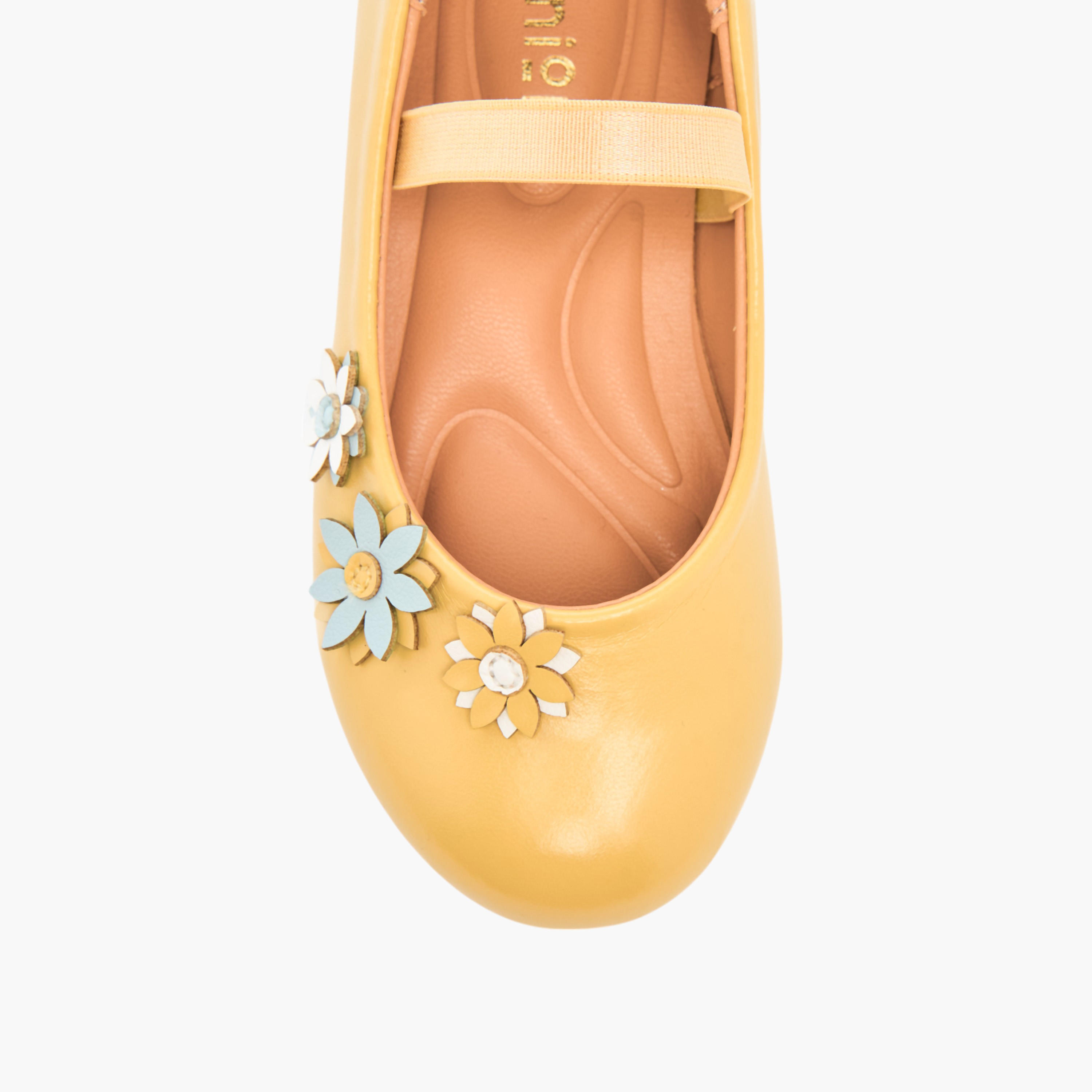 Juniors Floral Embellished Slip-On Ballerina Shoes with Elastic Strap-girls-shoes-ballerinas-image-4