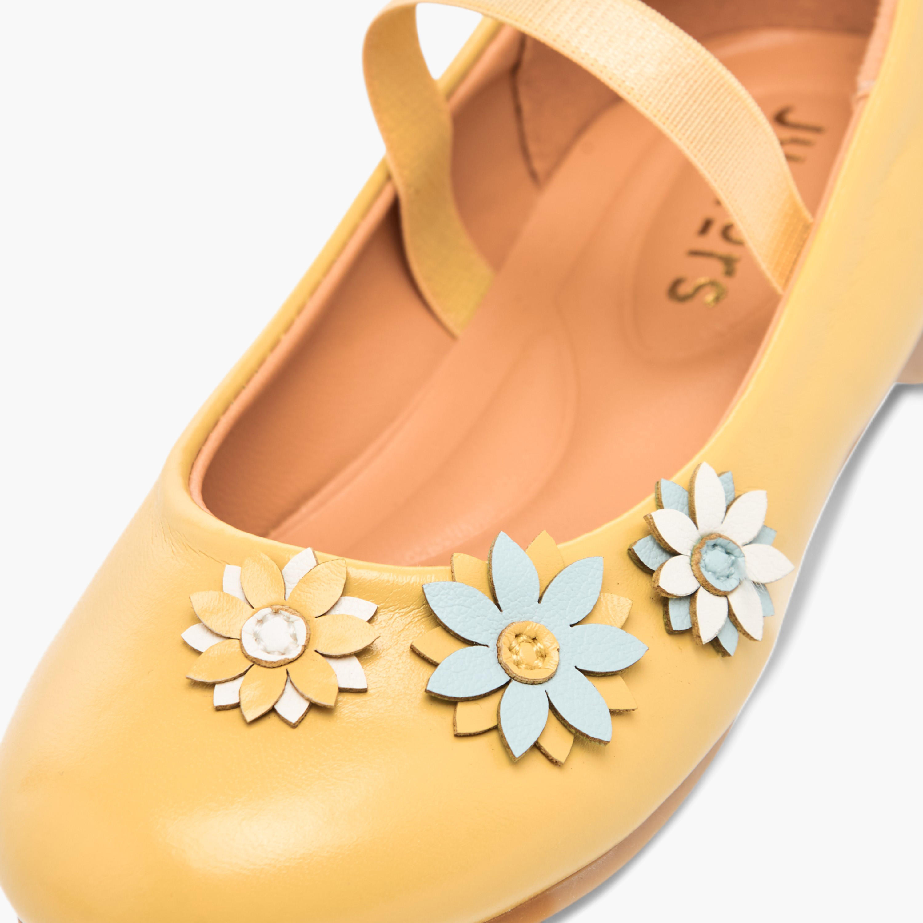Juniors Floral Embellished Slip-On Ballerina Shoes with Elastic Strap-girls-shoes-ballerinas-image-5