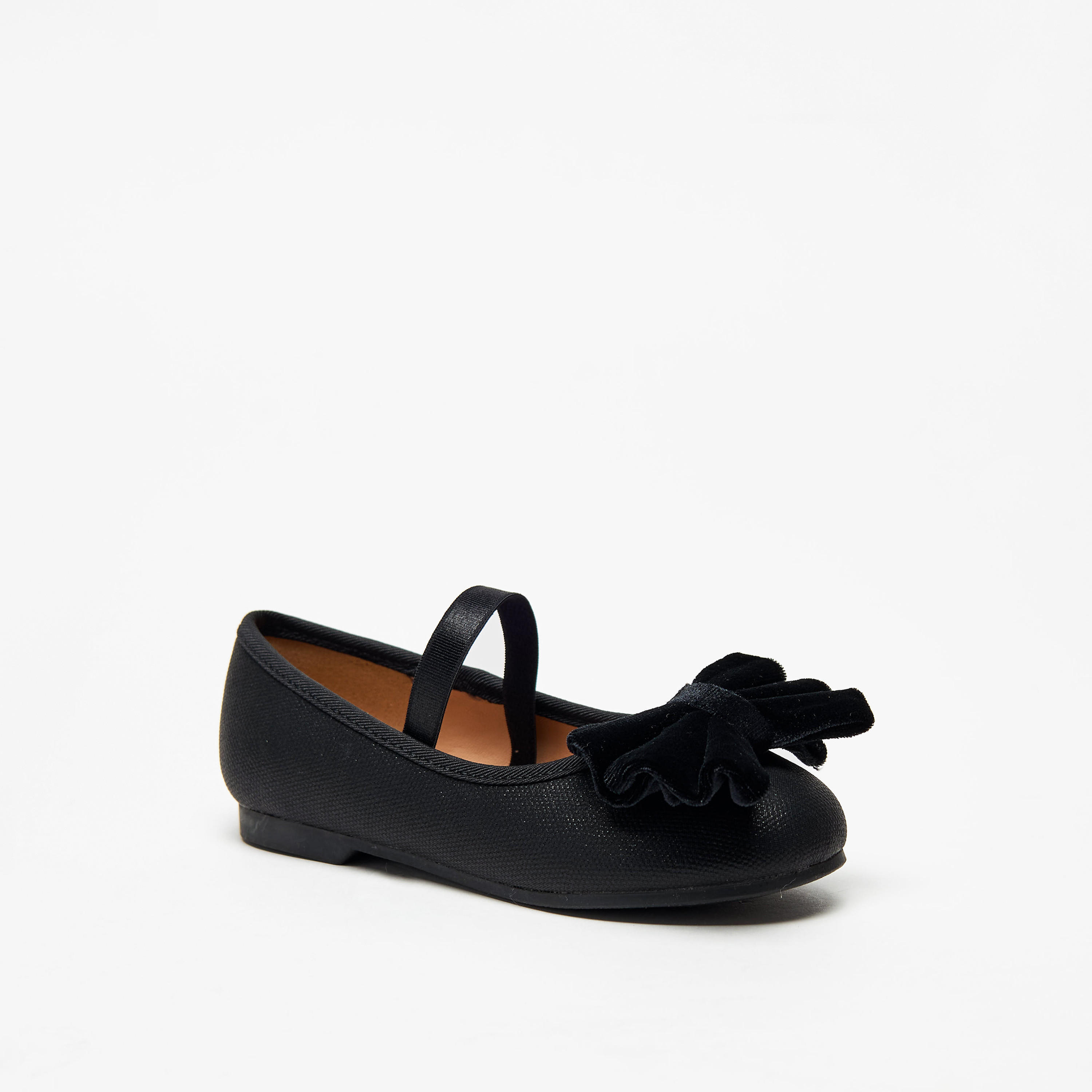 Juniors Bow Accent Slip-On Ballerina Shoes with Elastic Strap-girls-shoes-ballerinas-image-1