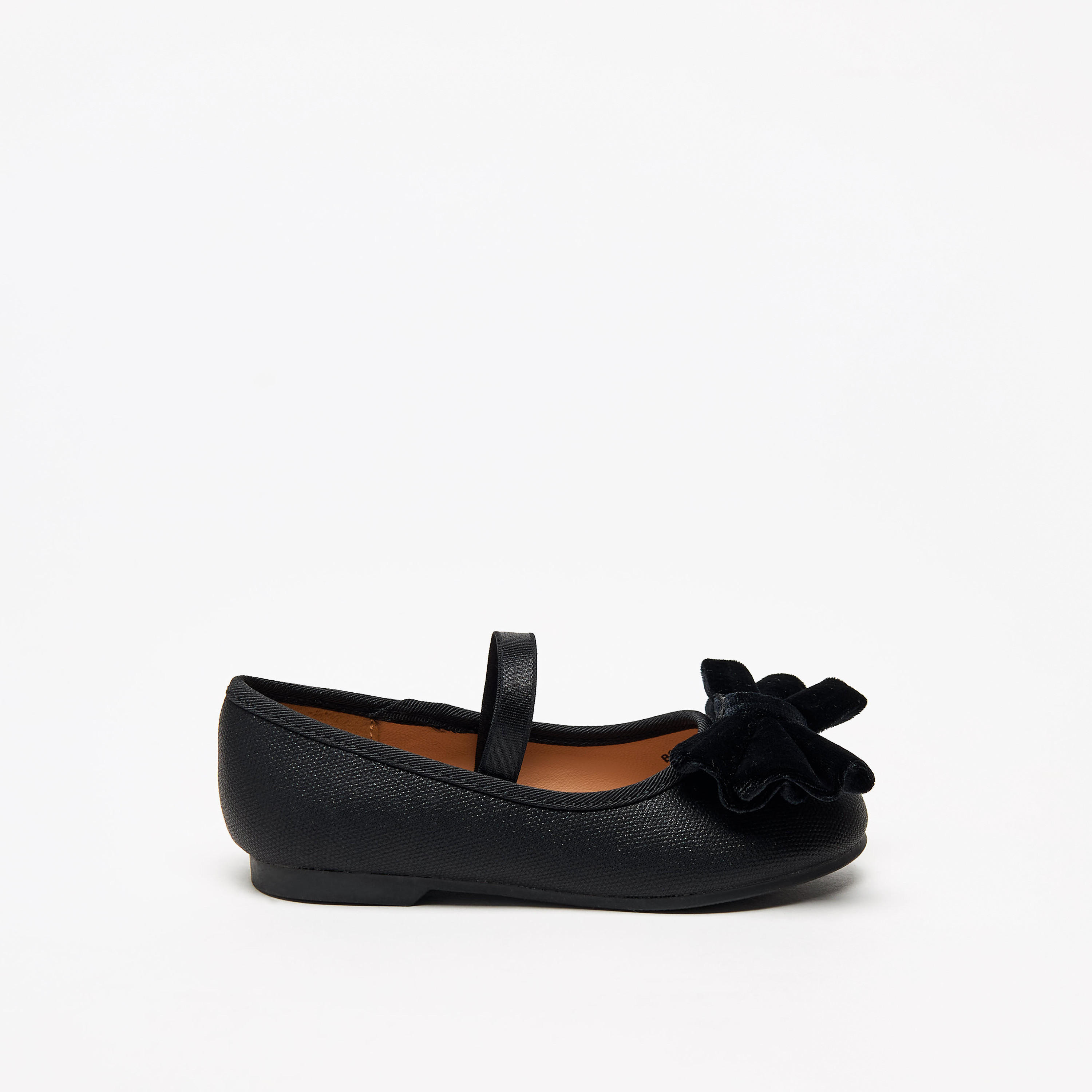 Juniors Bow Accent Slip-On Ballerina Shoes with Elastic Strap-girls-shoes-ballerinas-image-3