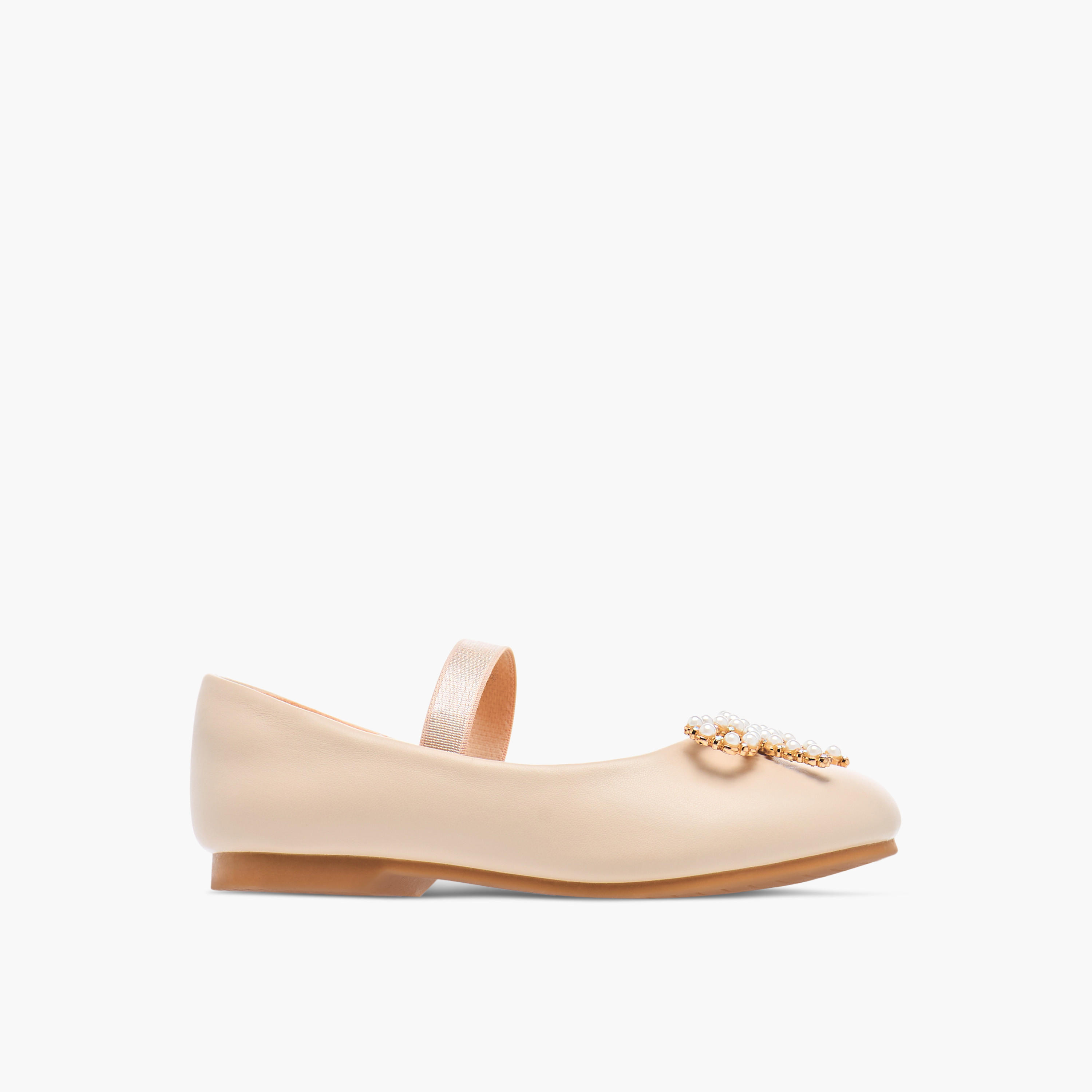 Juniors Bow Accent Slip-On Ballerina Shoes with Elastic Strap-girls-shoes-ballerinas-image-3