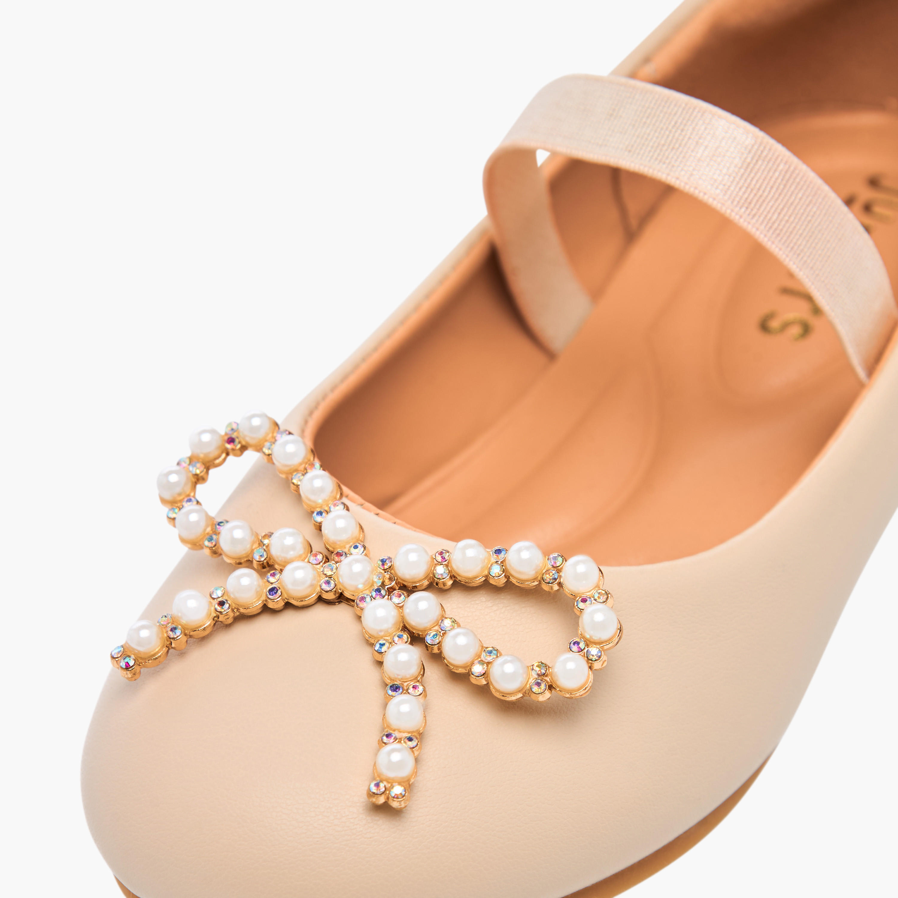 Juniors Bow Accent Slip-On Ballerina Shoes with Elastic Strap-girls-shoes-ballerinas-image-5
