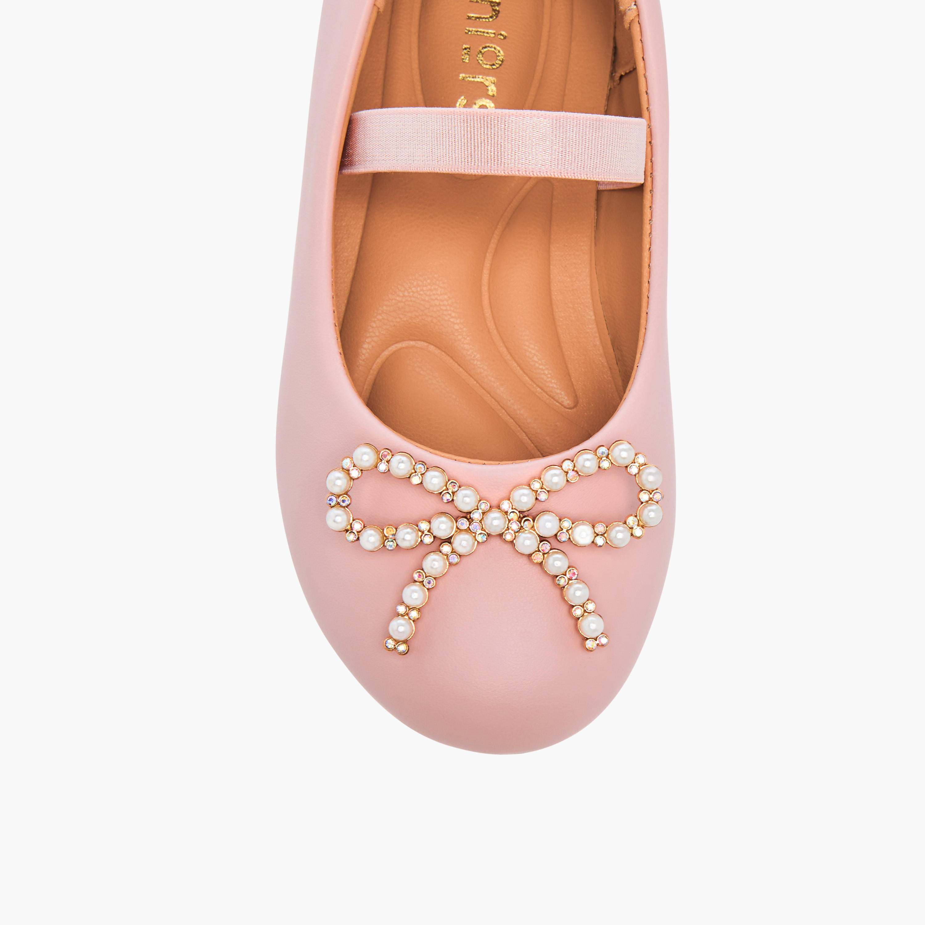 Juniors Bow Accent Slip-On Ballerina Shoes with Elastic Strap-girls-shoes-ballerinas-image-4