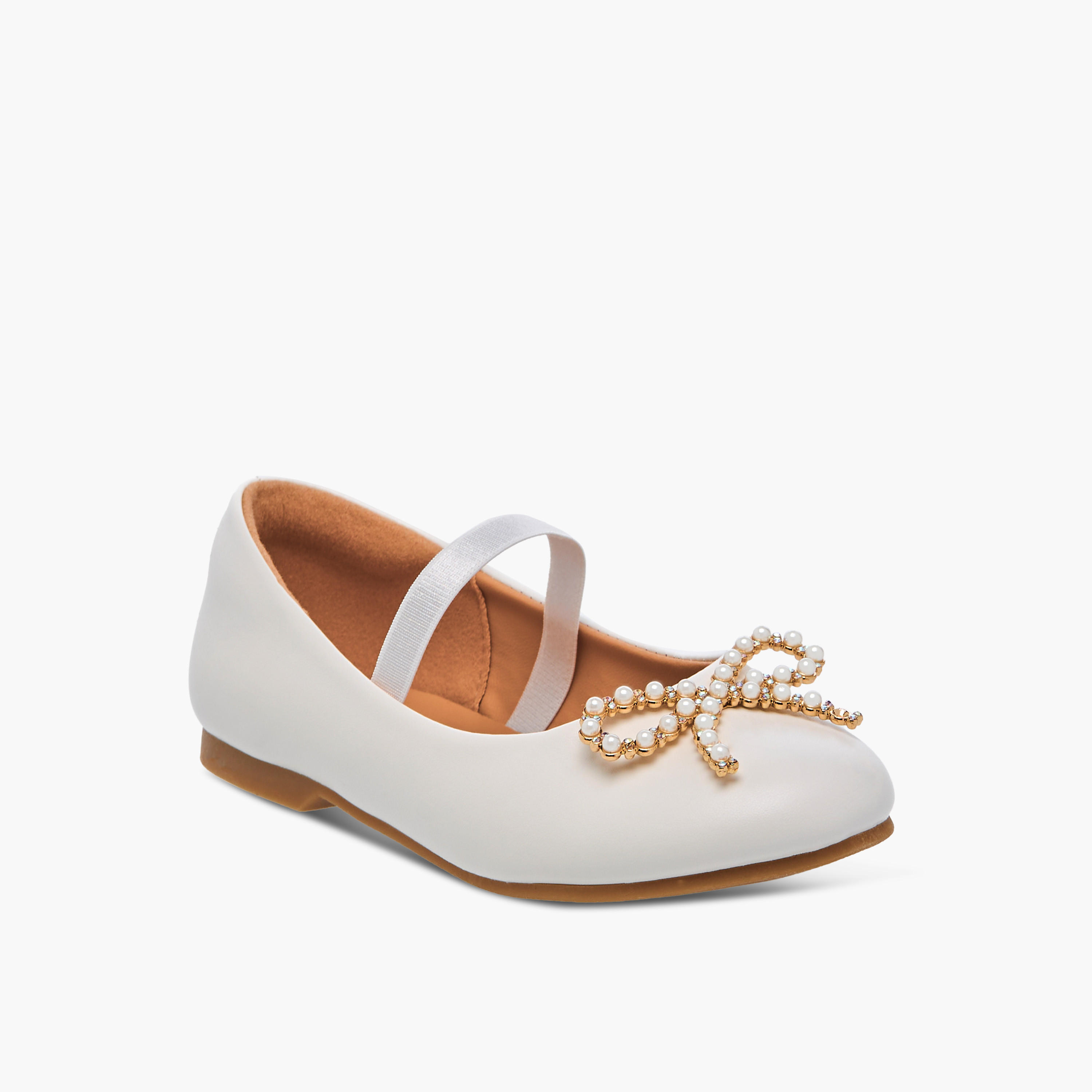 Juniors Bow Accent Slip-On Ballerina Shoes with Elastic Strap-girls-shoes-ballerinas-image-2