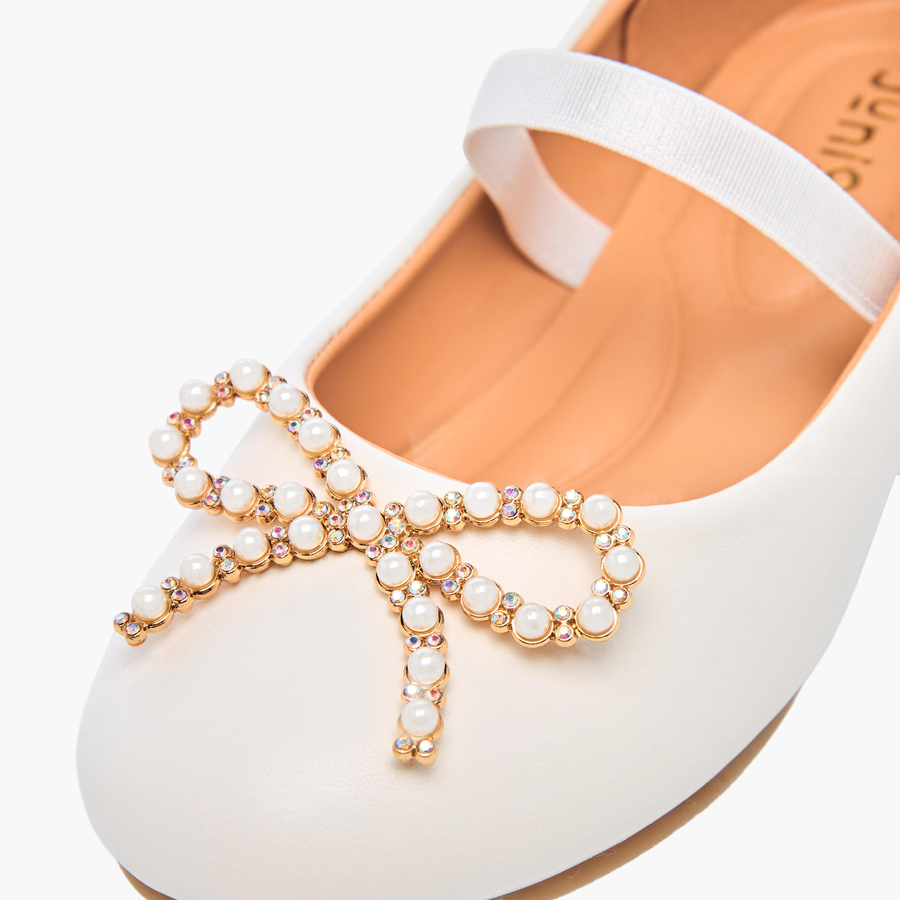 Juniors Bow Accent Slip-On Ballerina Shoes with Elastic Strap-girls-shoes-ballerinas-image-5
