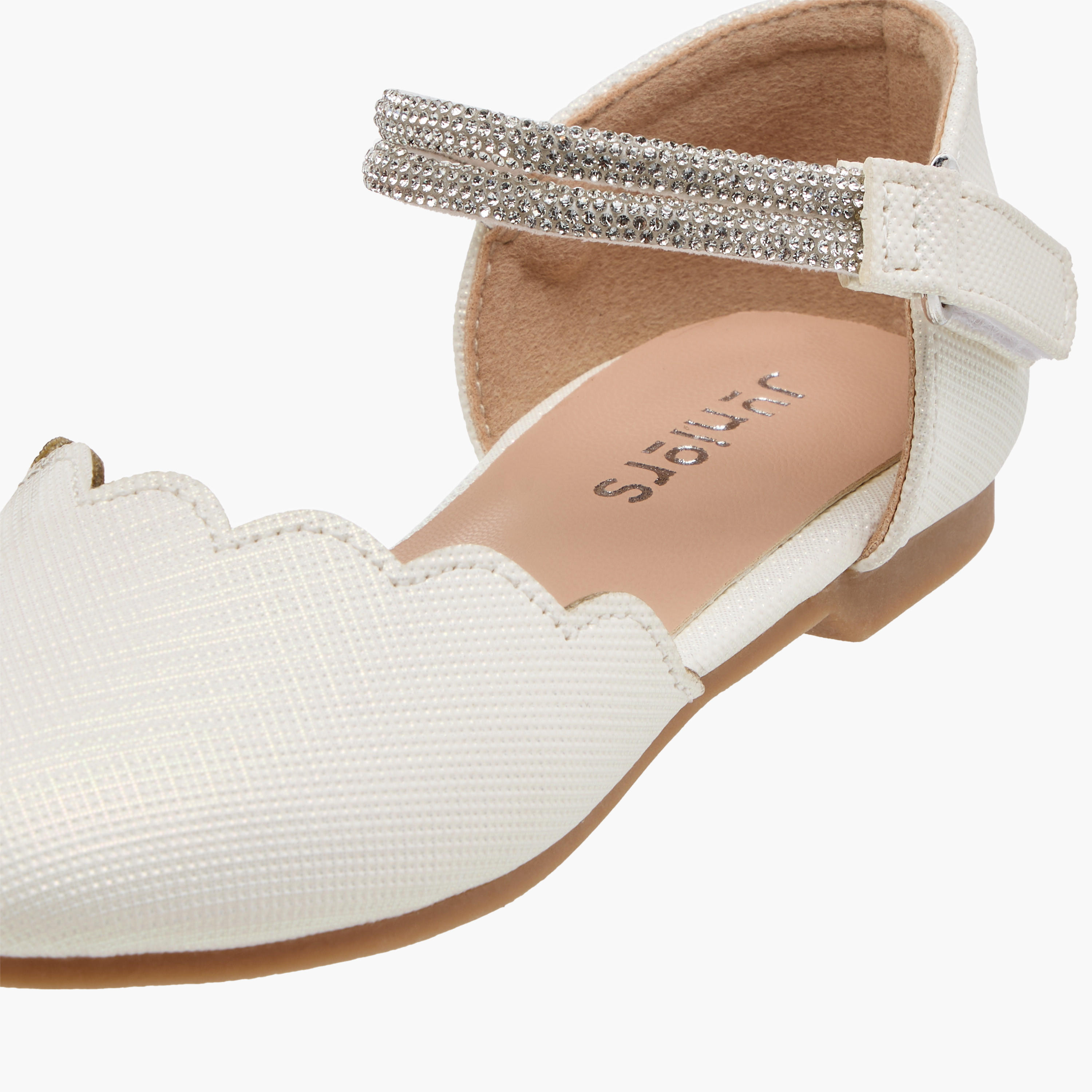 Juniors Scallop Detail Ballerina Shoes with Hook and Loop Closure-girls-shoes-ballerinas-image-6