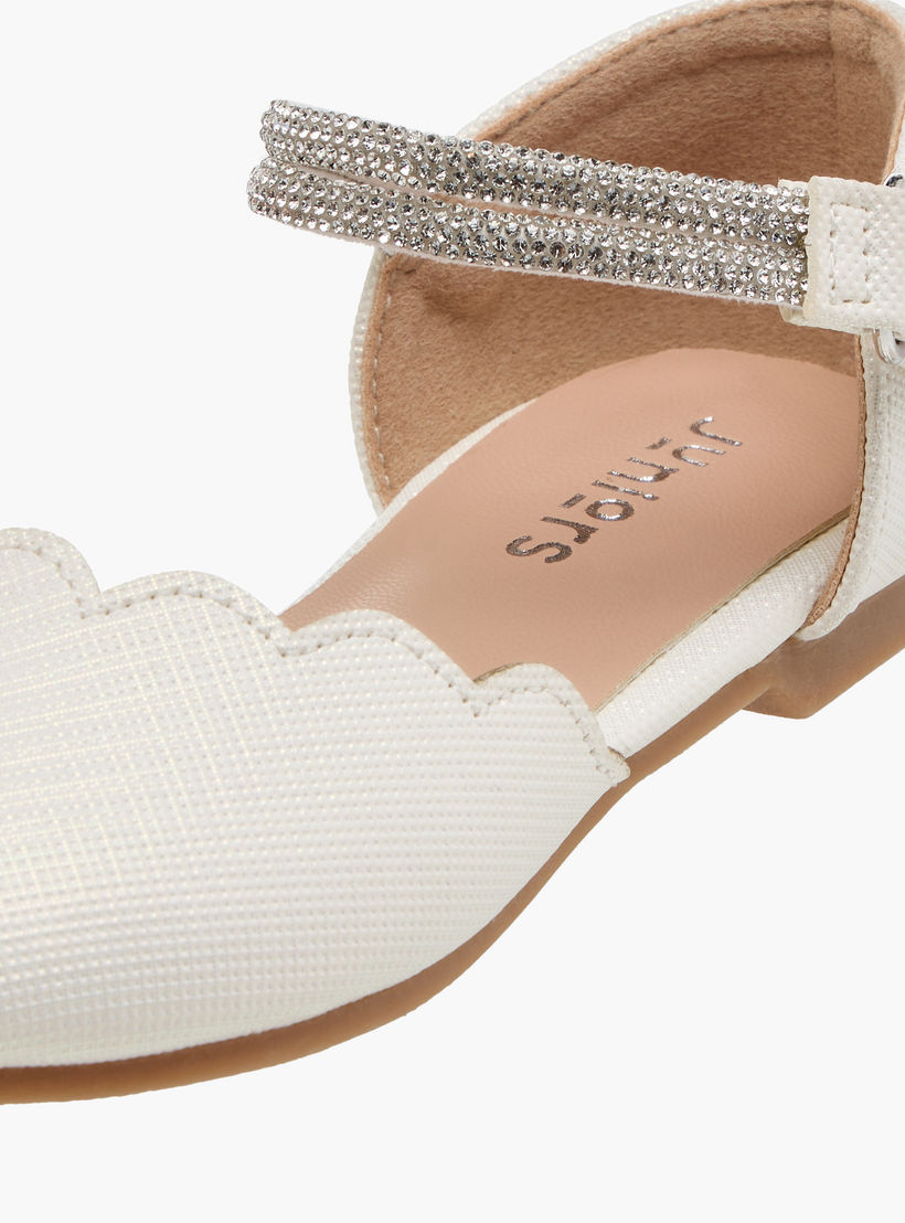 Juniors Scallop Detail Ballerina Shoes with Hook and Loop Closure-girls-shoes-ballerinas-image-6
