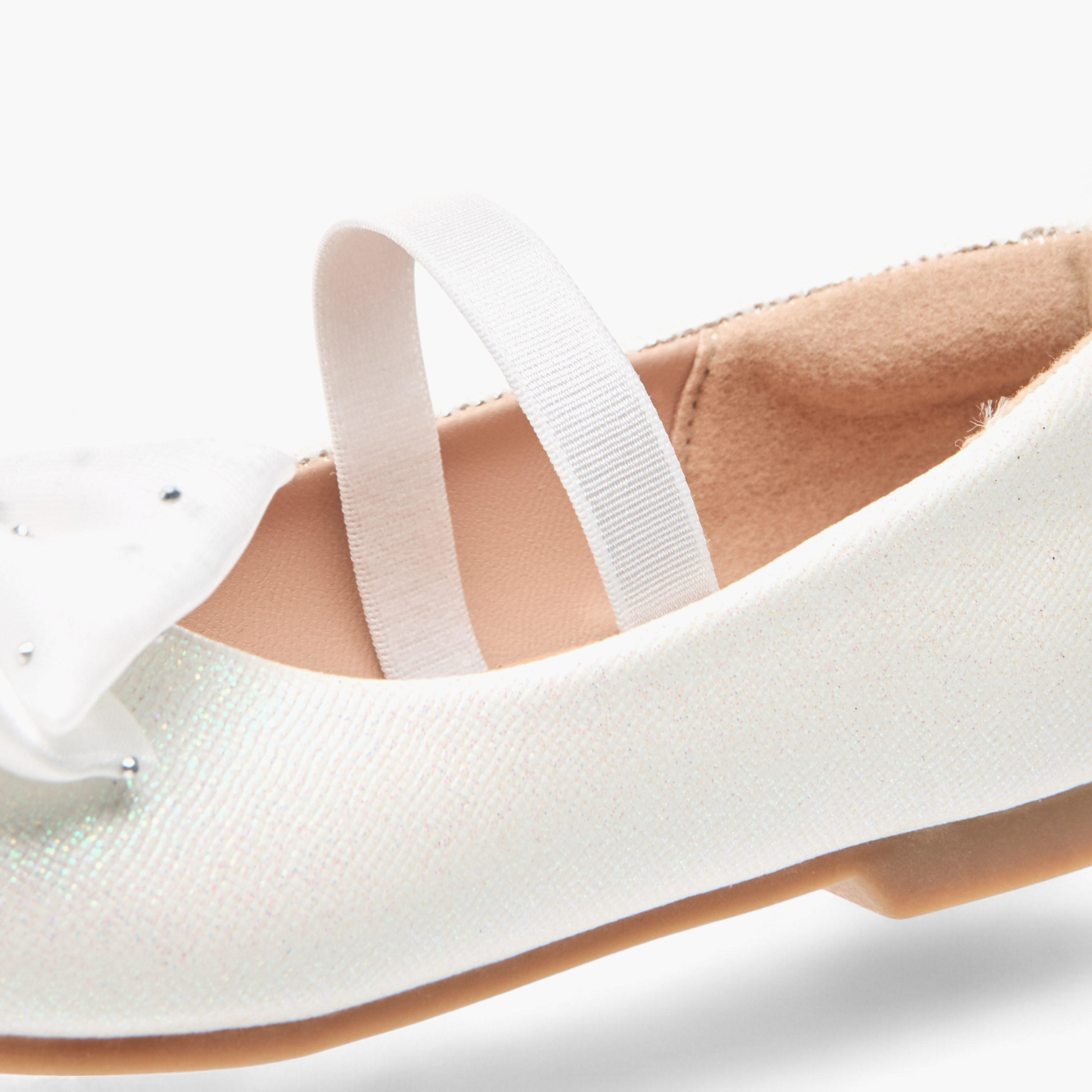 Juniors Embellished Bow Accent Ballerina Shoes with Elasticated Strap-girls-shoes-ballerinas-image-6
