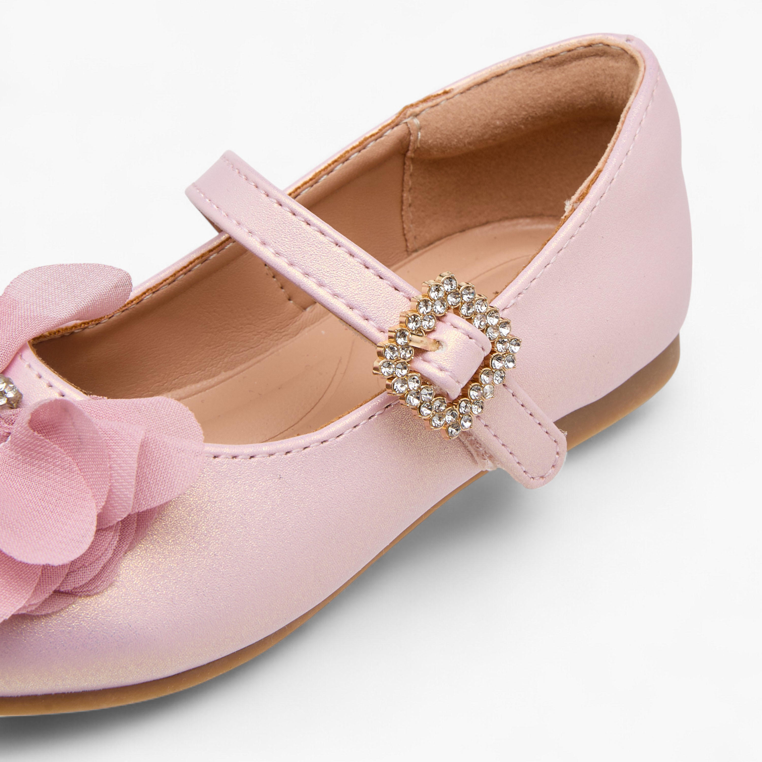 Juniors Bow Accent Ballerina Shoes with Hook and Loop Closure-girls-shoes-maryjanes-image-6
