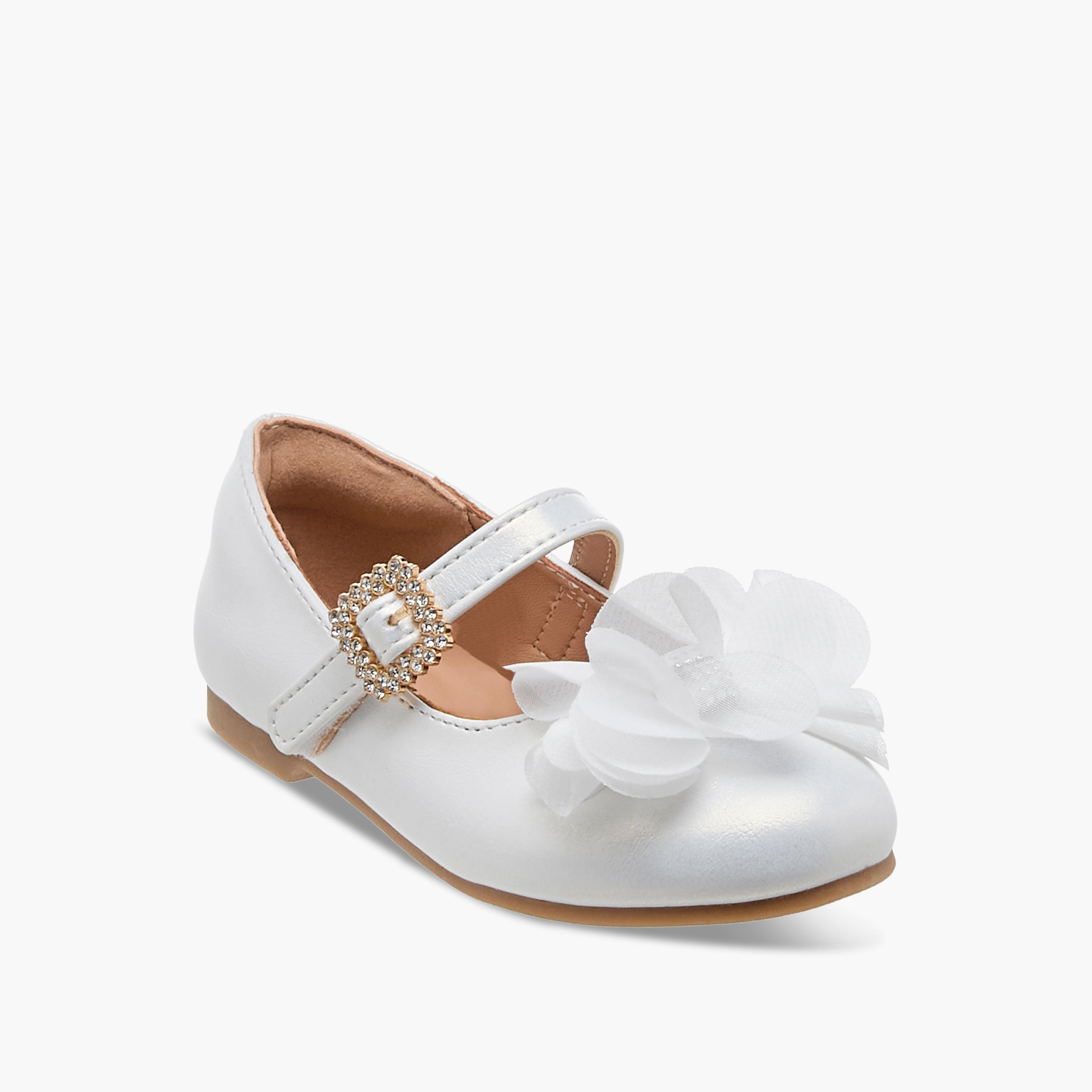 Juniors Bow Accent Ballerina Shoes with Hook and Loop Closure-girls-shoes-maryjanes-image-2