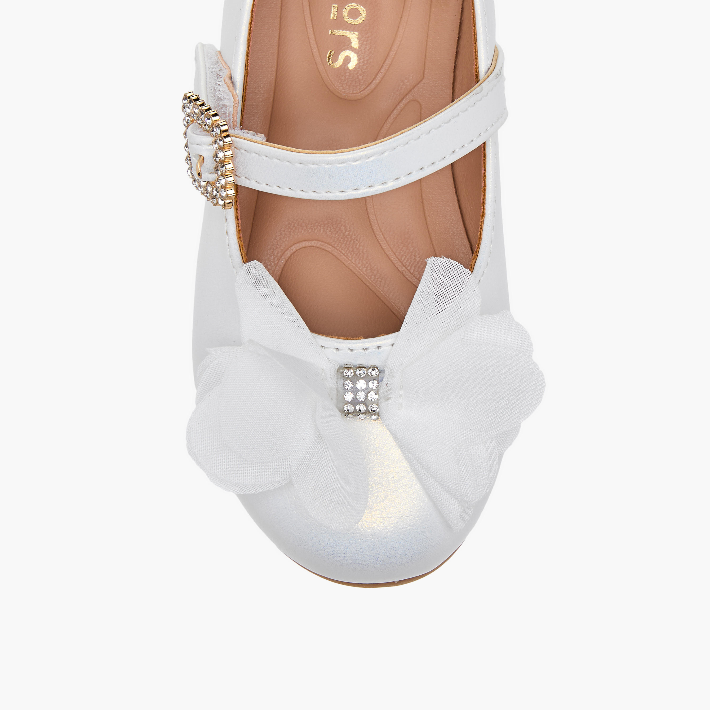 Juniors Bow Accent Ballerina Shoes with Hook and Loop Closure-girls-shoes-maryjanes-image-4