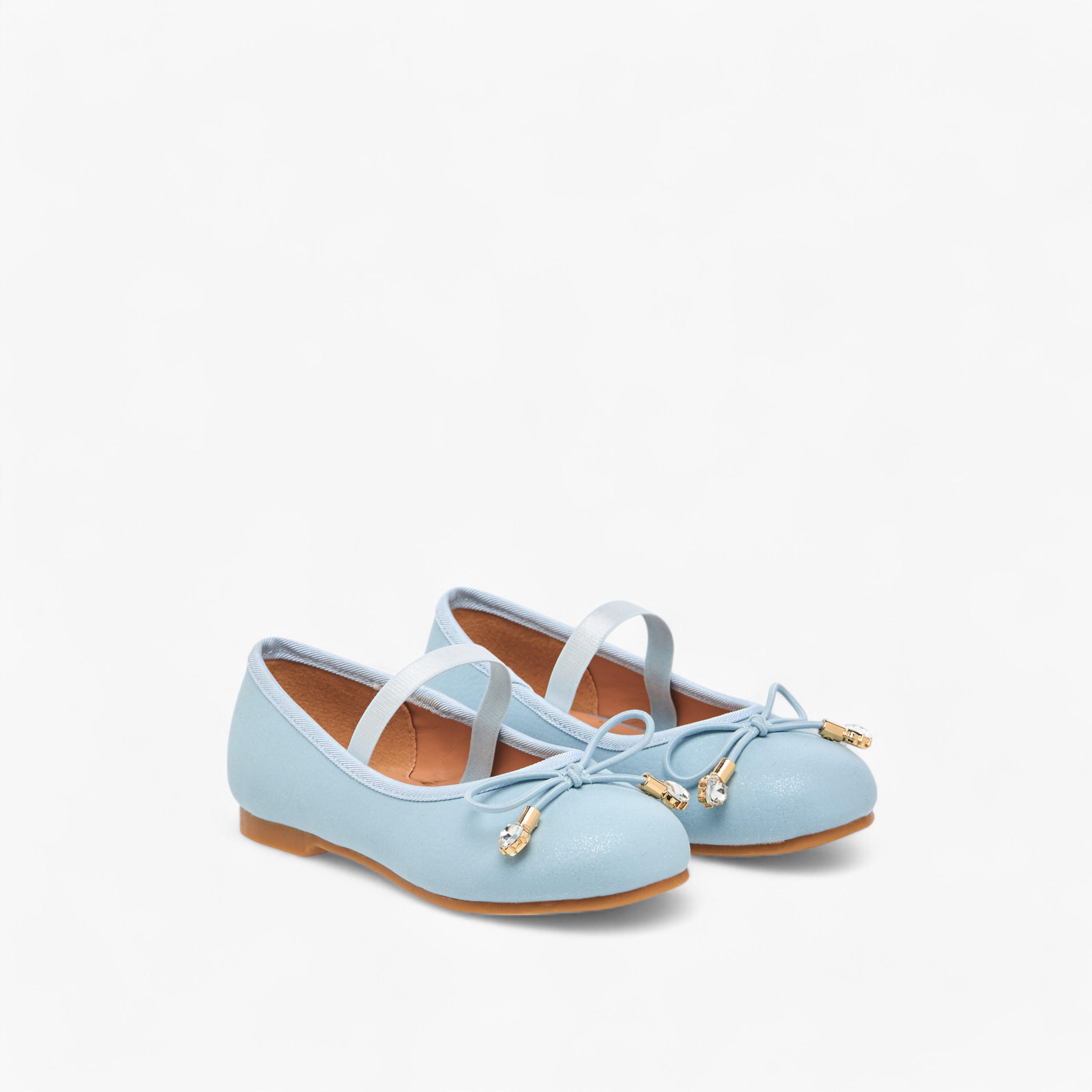 Juniors Bow Accent Slip-On Ballerina Shoes with Elastic Strap-girls-shoes-ballerinas-image-1
