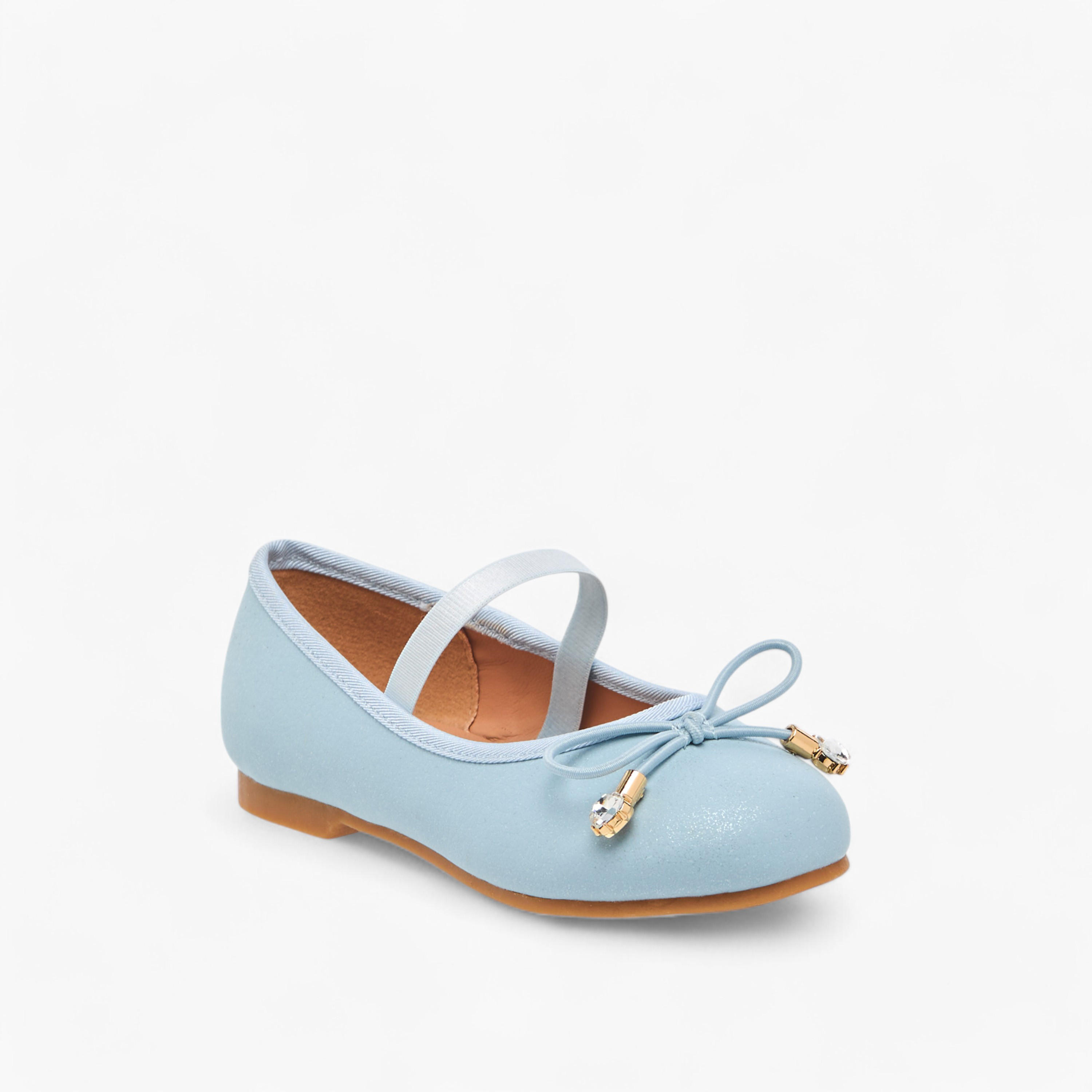Juniors Bow Accent Slip-On Ballerina Shoes with Elastic Strap-girls-shoes-ballerinas-image-2