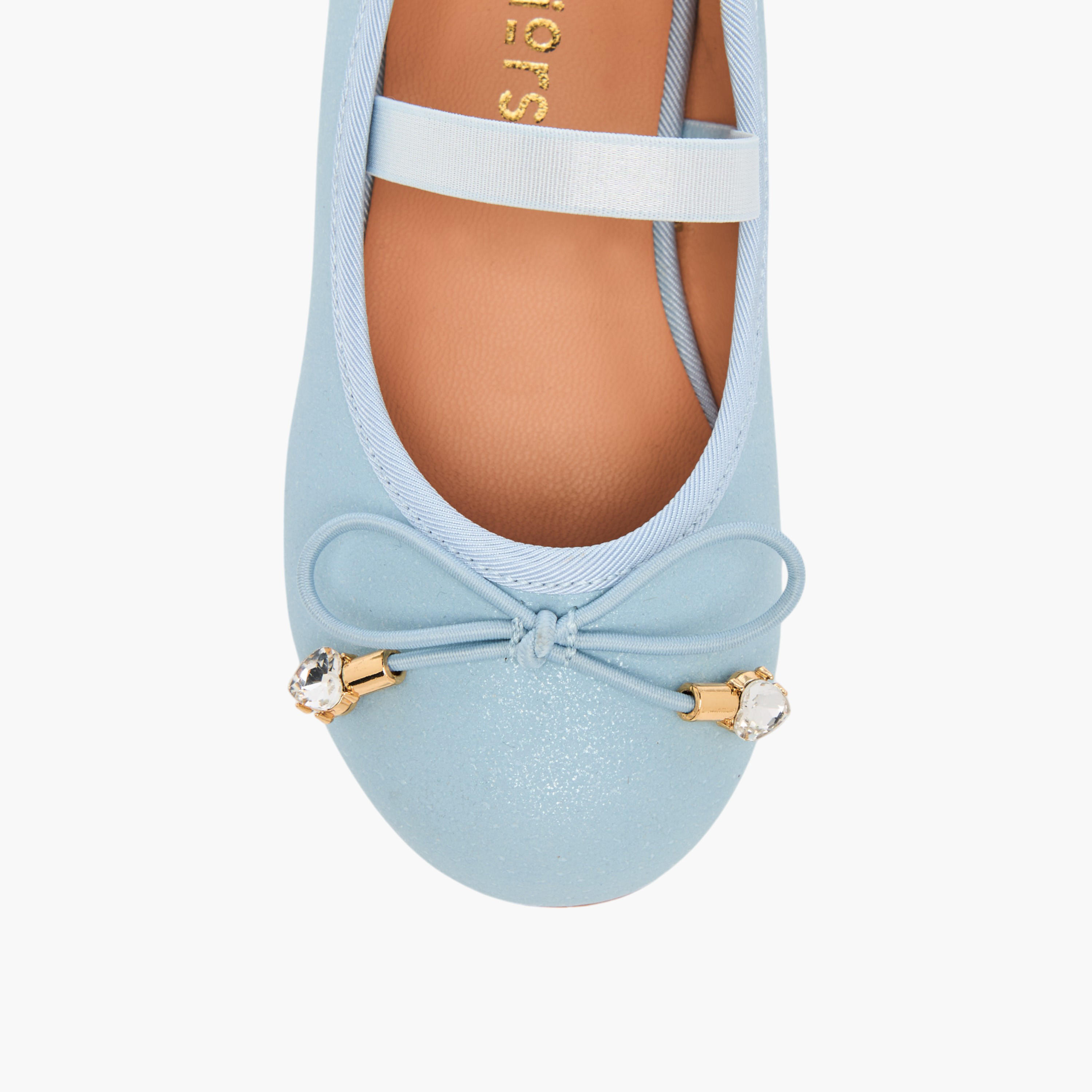 Juniors Bow Accent Slip-On Ballerina Shoes with Elastic Strap-girls-shoes-ballerinas-image-4