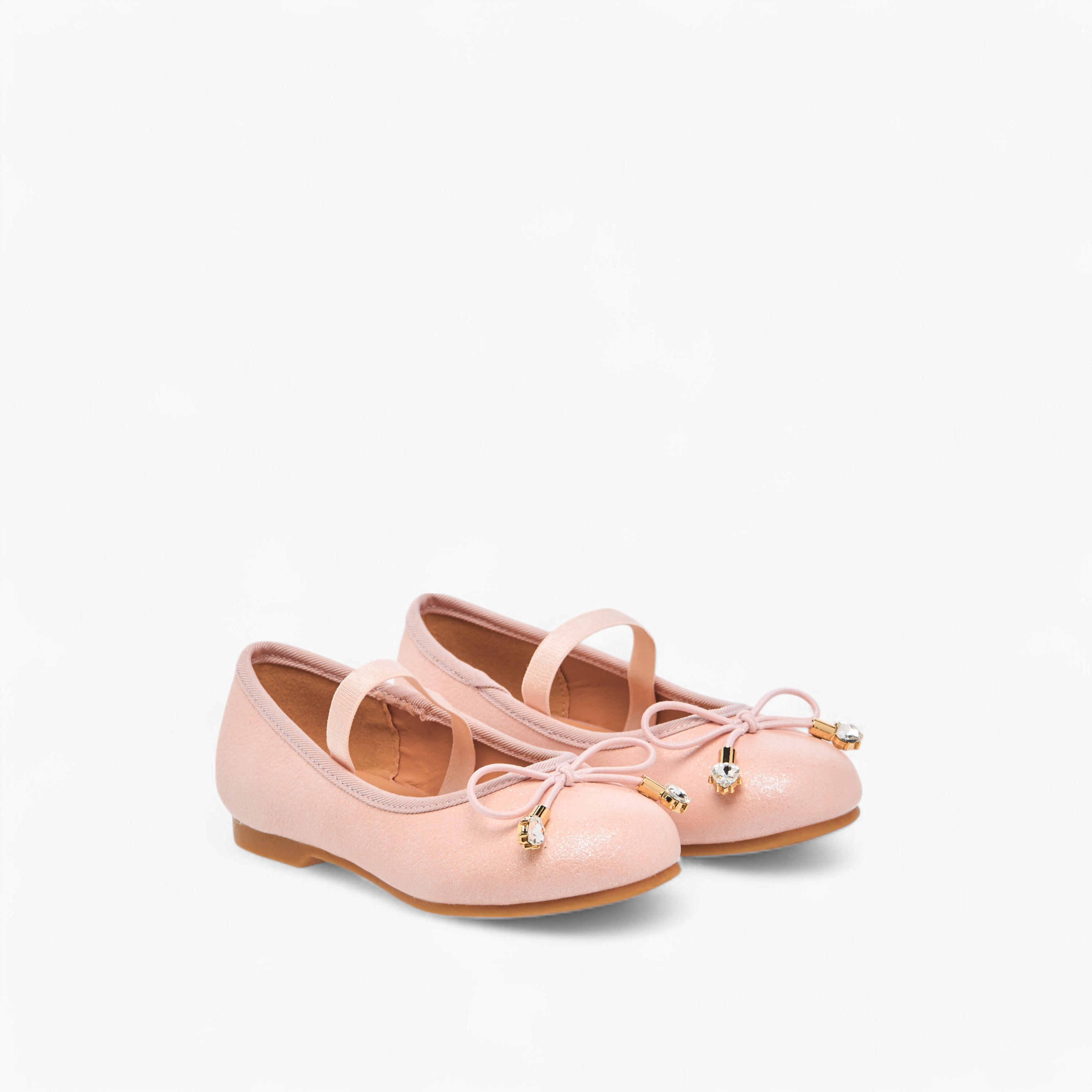 Juniors Bow Accent Slip-On Ballerina Shoes with Elastic Strap-girls-shoes-ballerinas-image-1