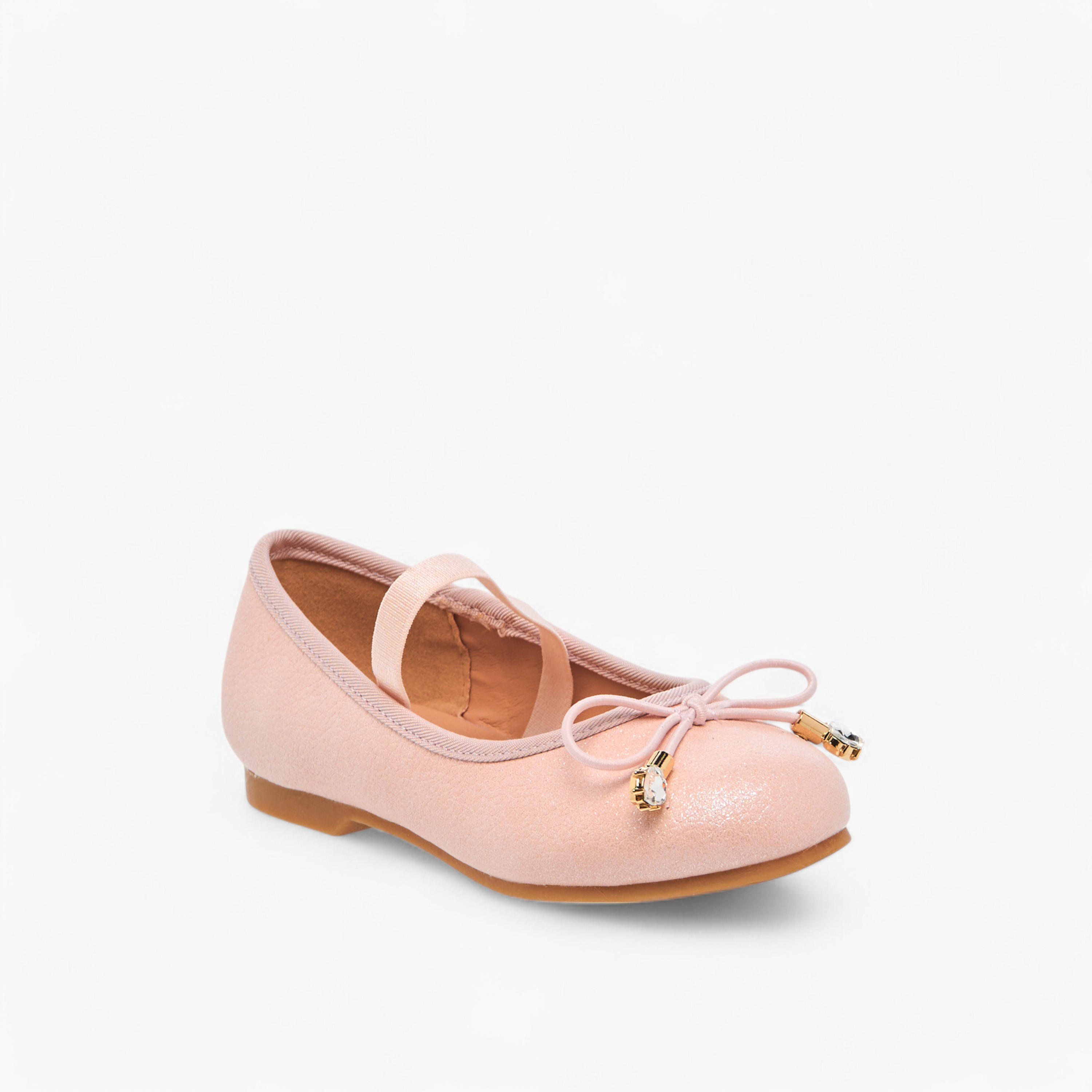 Juniors Bow Accent Slip-On Ballerina Shoes with Elastic Strap-girls-shoes-ballerinas-image-2