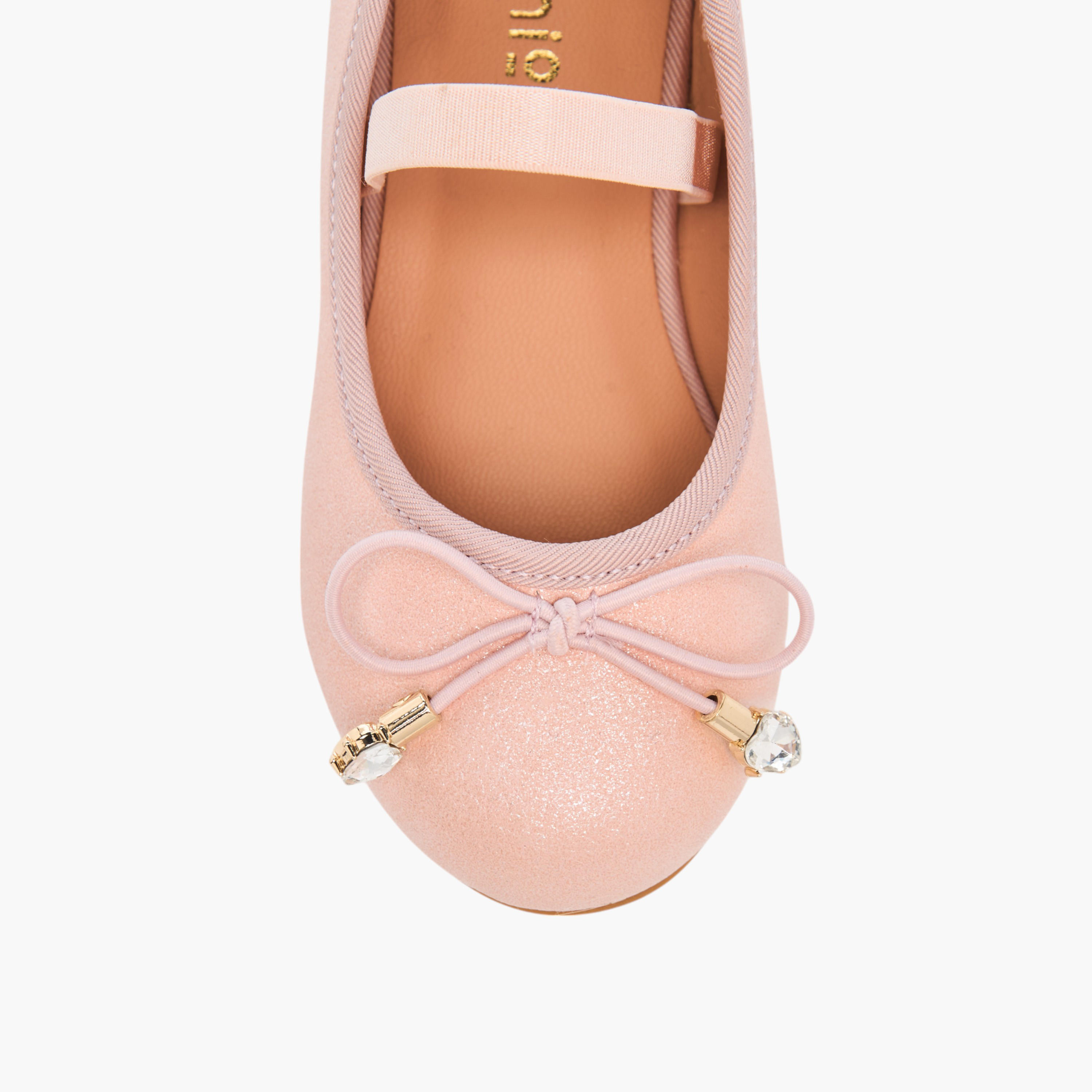 Juniors Bow Accent Slip-On Ballerina Shoes with Elastic Strap-girls-shoes-ballerinas-image-4