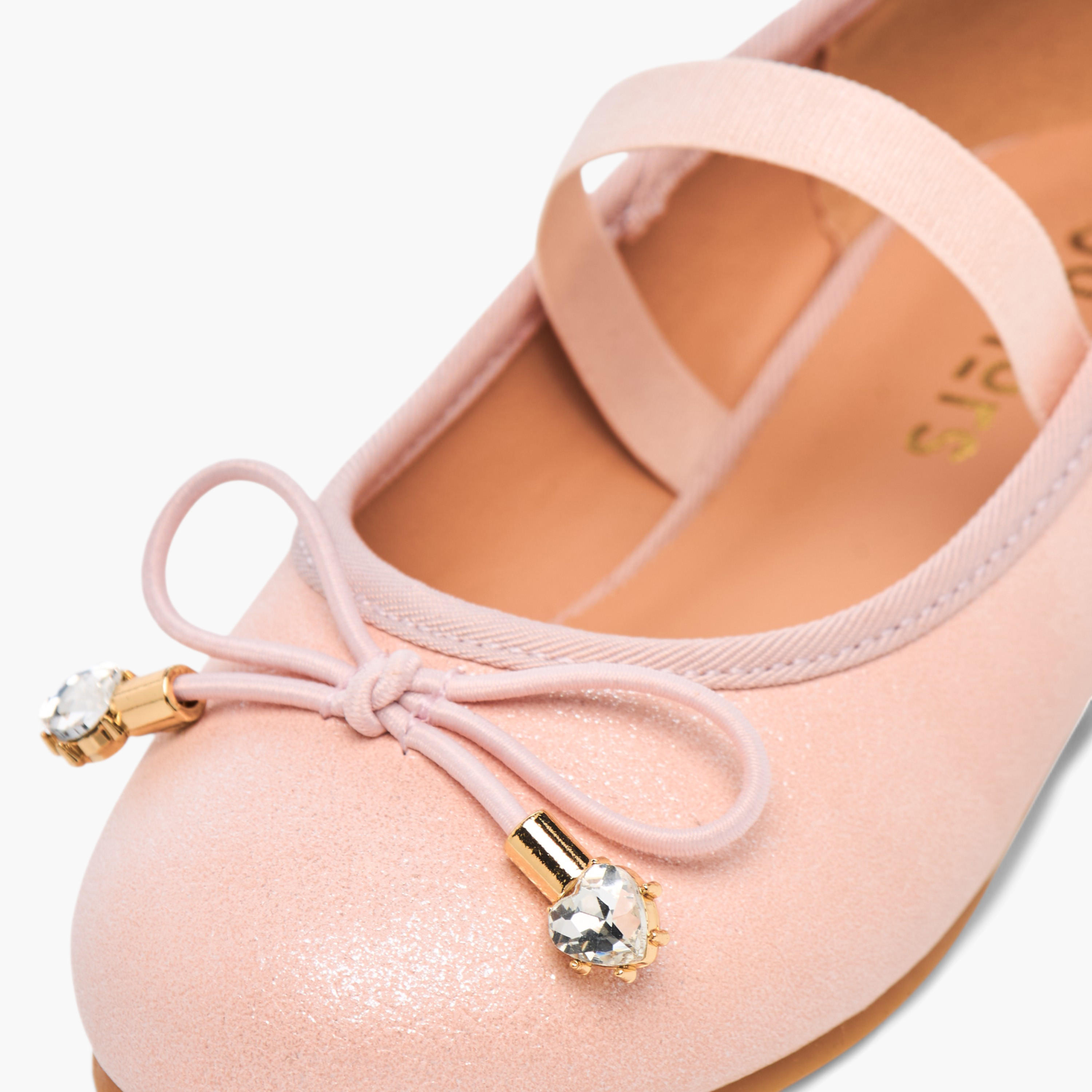 Juniors Bow Accent Slip-On Ballerina Shoes with Elastic Strap-girls-shoes-ballerinas-image-5