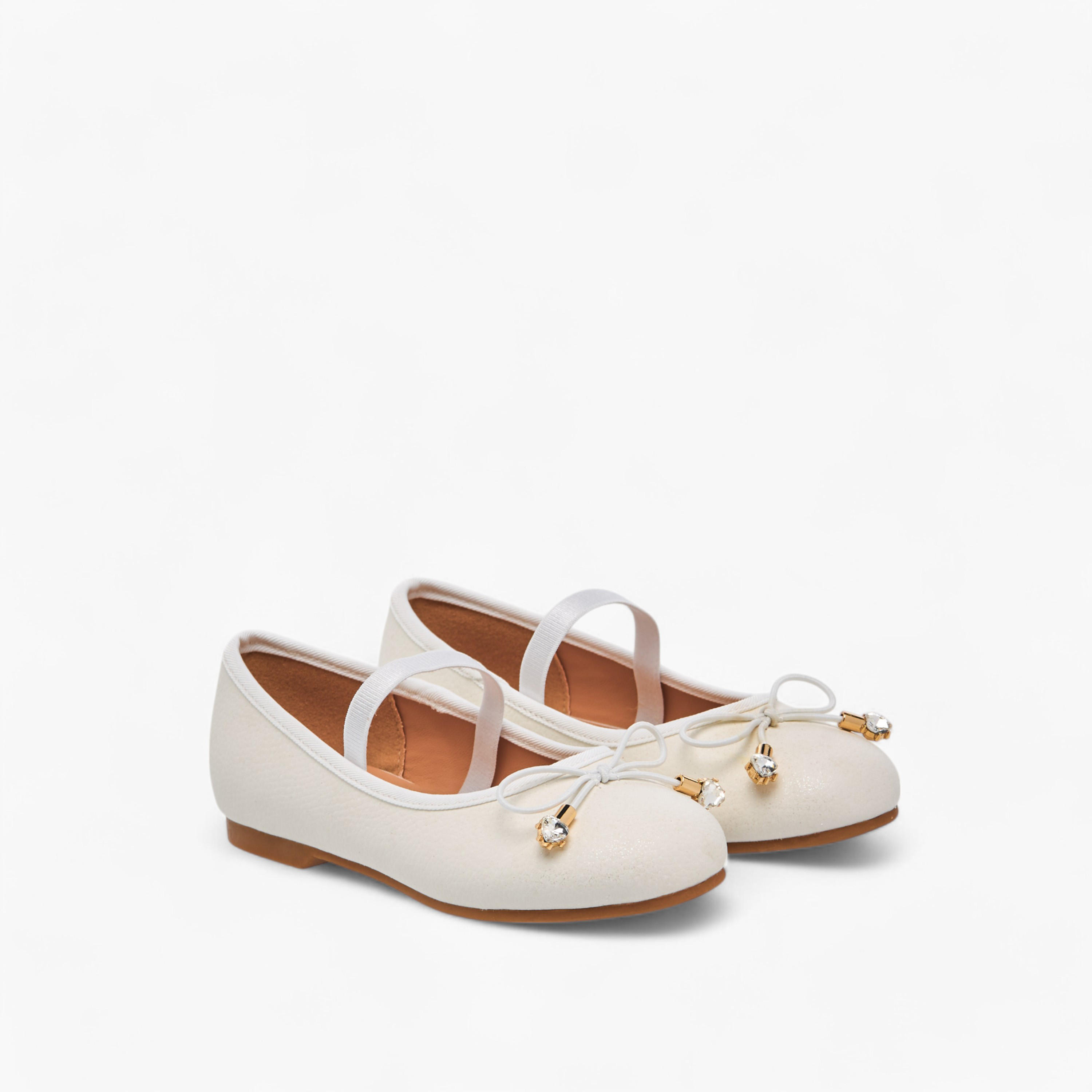 Juniors Bow Accent Slip-On Ballerina Shoes with Elastic Strap-girls-shoes-ballerinas-image-1