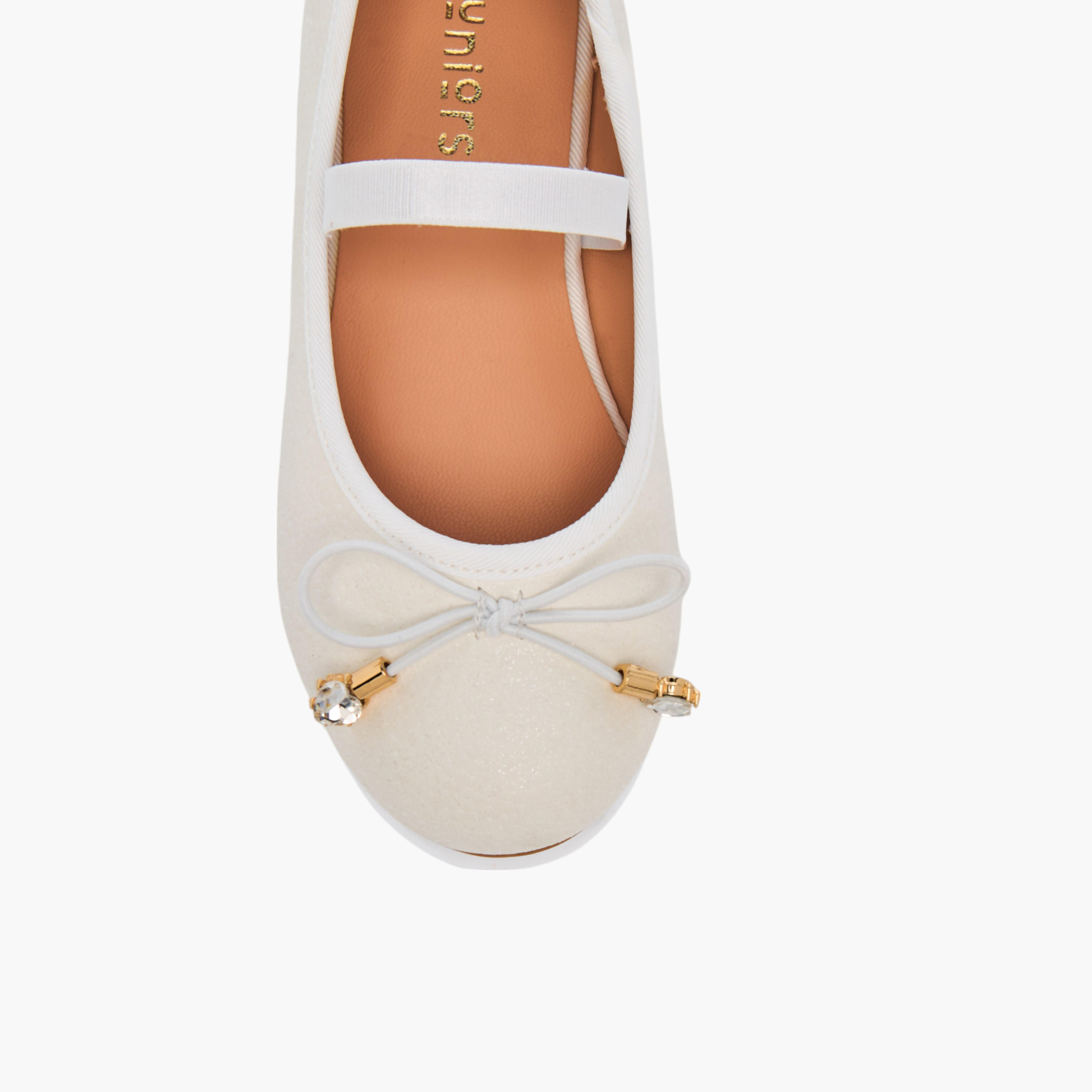 Juniors Bow Accent Slip-On Ballerina Shoes with Elastic Strap-girls-shoes-ballerinas-image-4