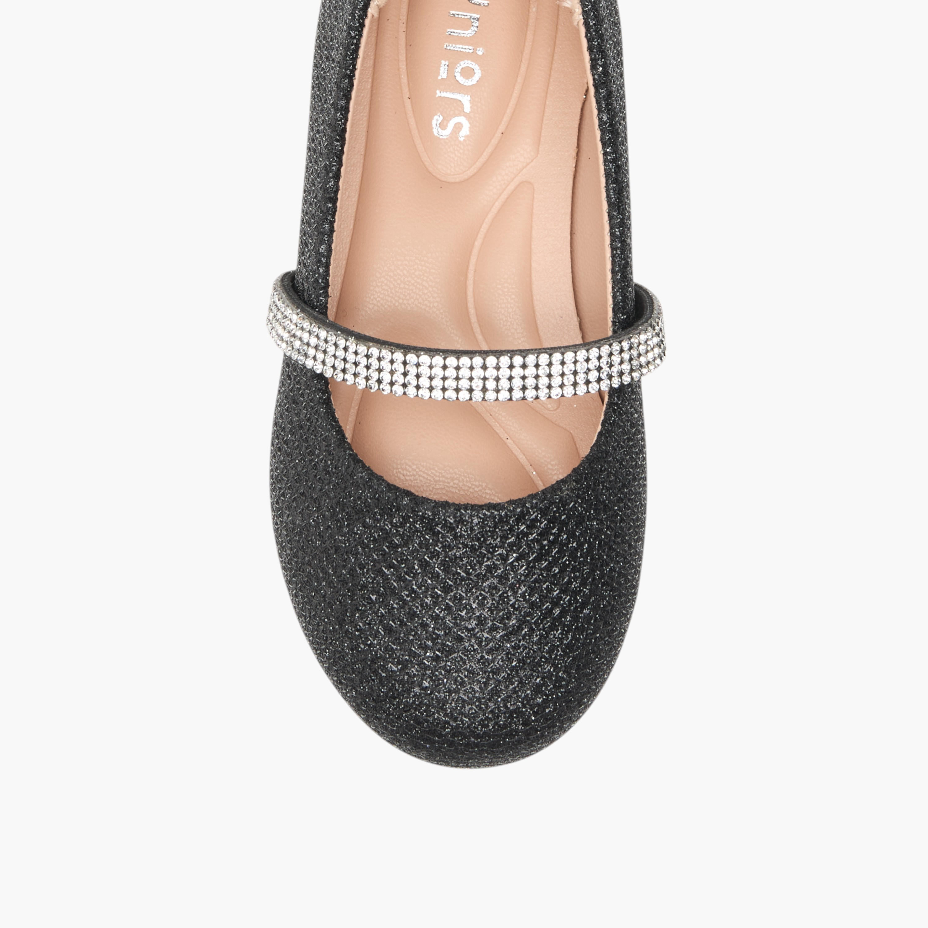 Juniors Glitter Detail Ballerina Shoes with Elasticated Strap-girls-shoes-ballerinas-image-4