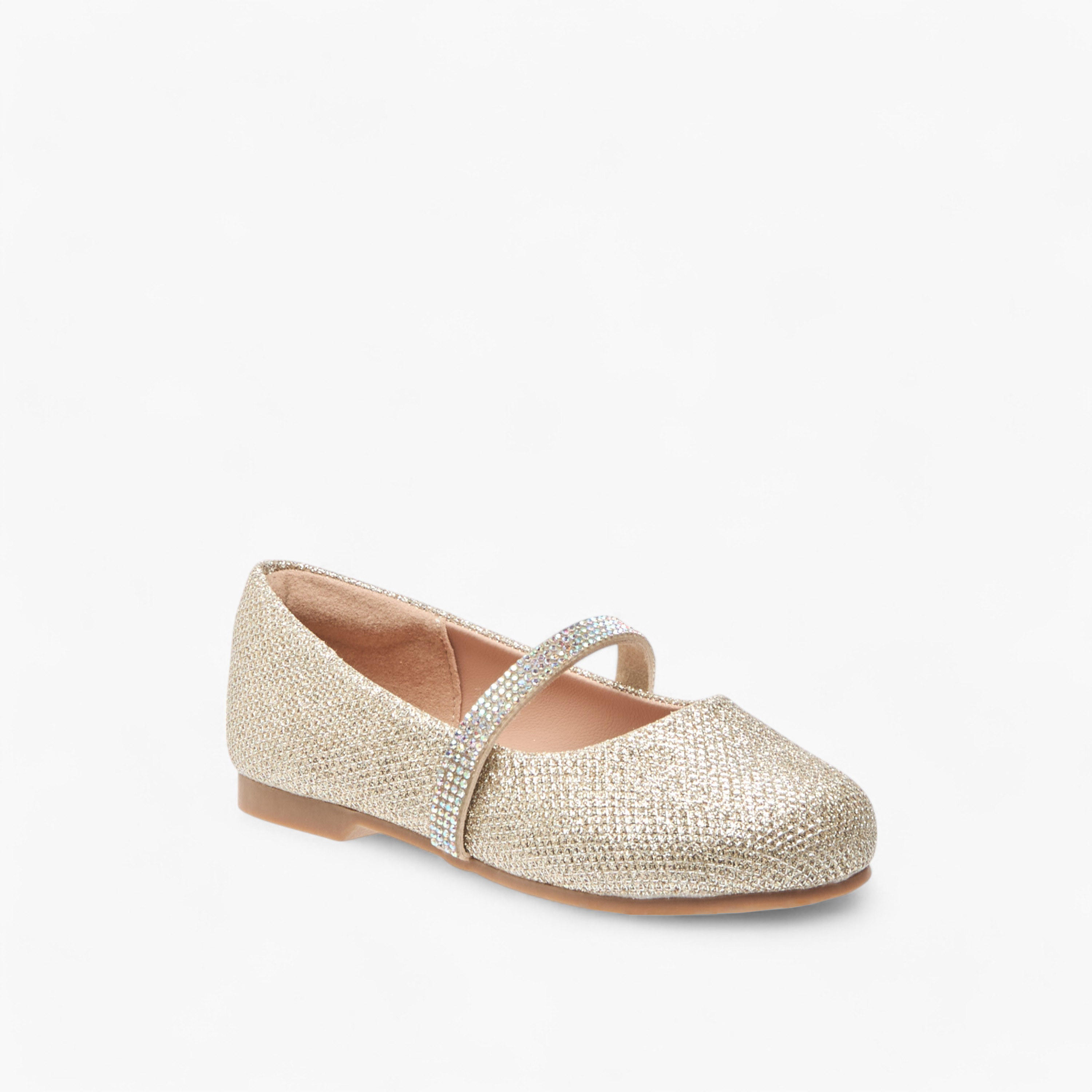 حذاء باليرينا بحزام مطاطي وتفاصيل جليتر من جونيورز-girls-shoes-ballerinas-image-2