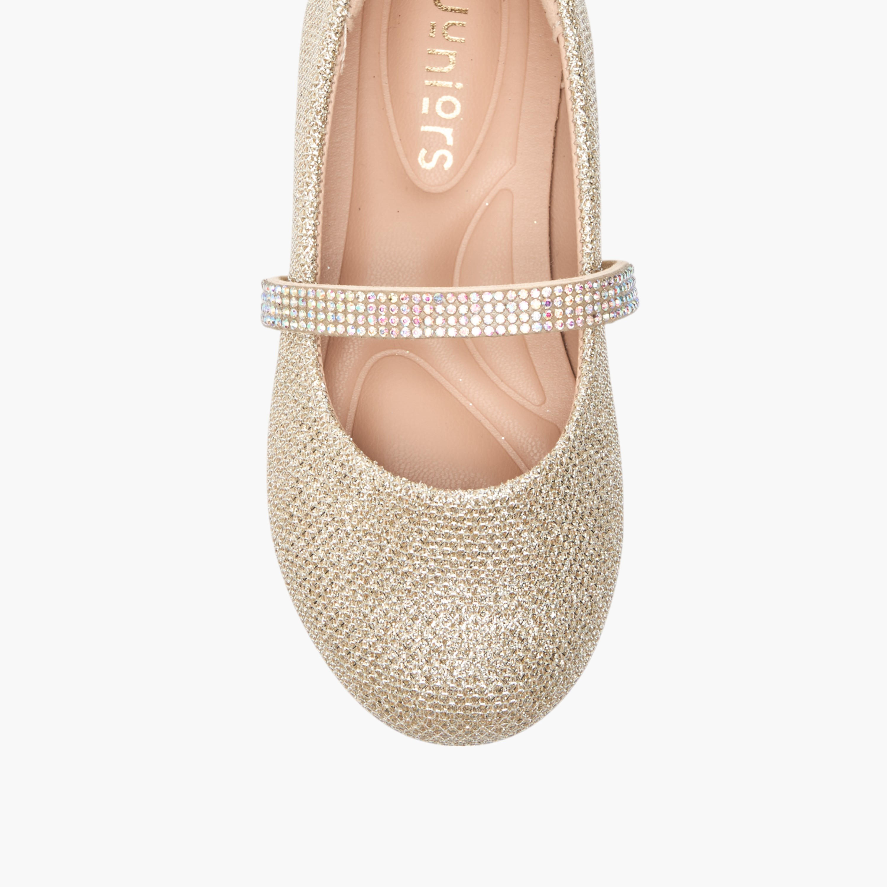 حذاء باليرينا بحزام مطاطي وتفاصيل جليتر من جونيورز-girls-shoes-ballerinas-image-4