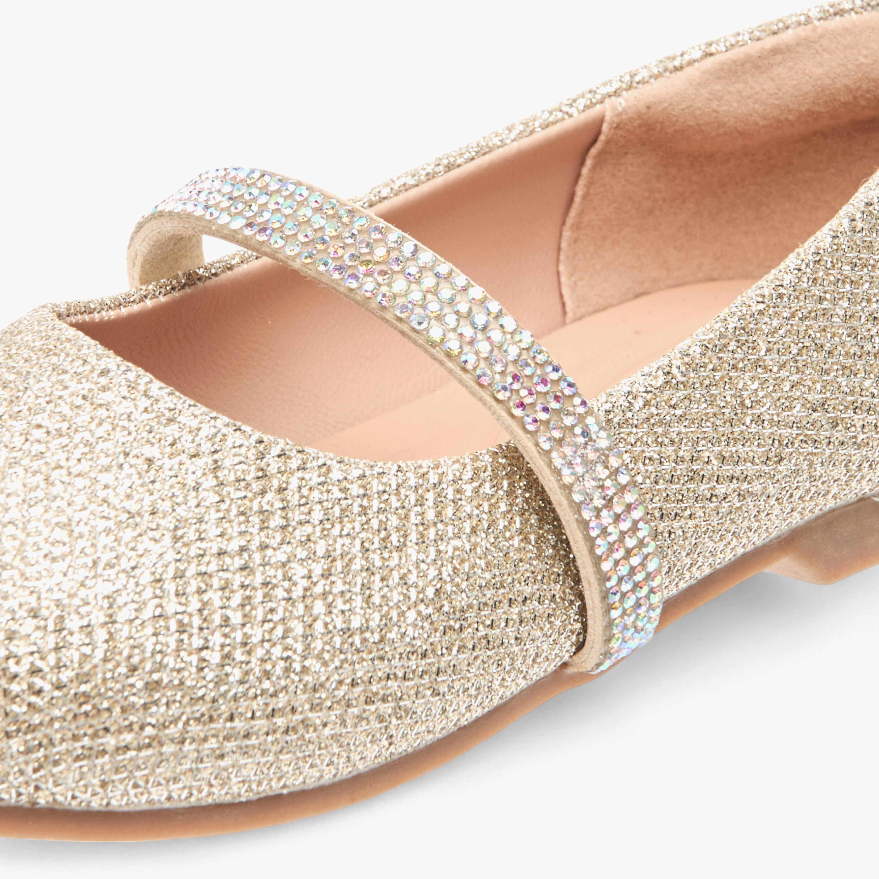 حذاء باليرينا بحزام مطاطي وتفاصيل جليتر من جونيورز-girls-shoes-ballerinas-image-6