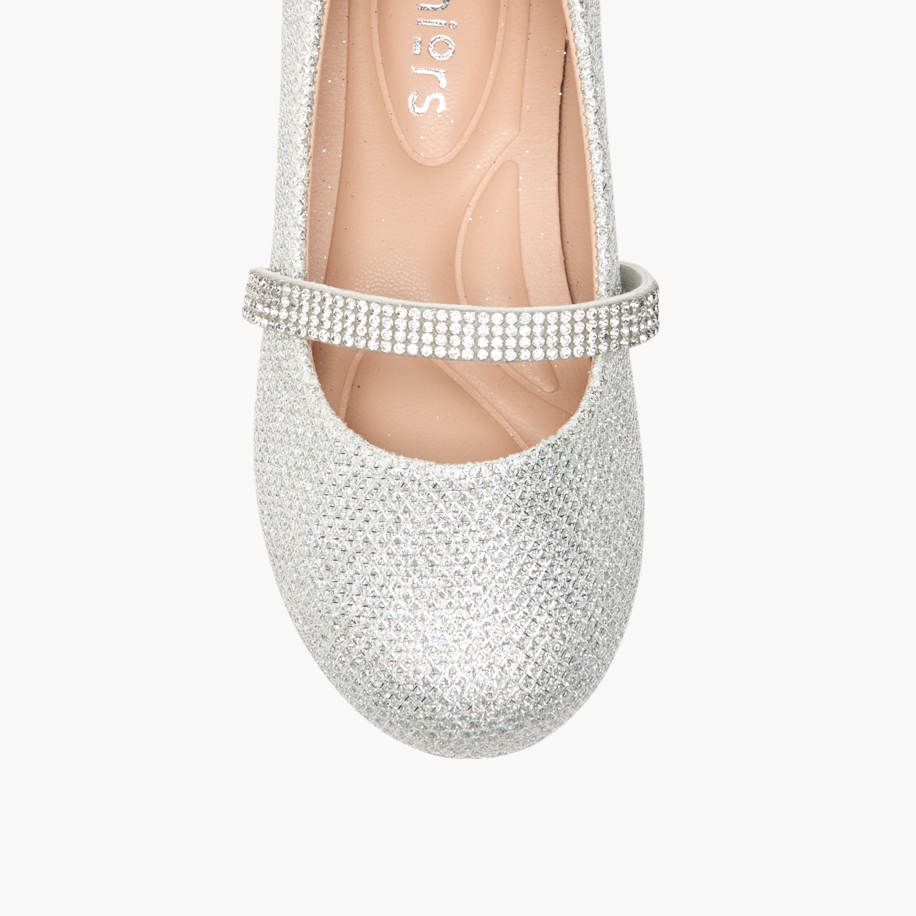 Juniors Glitter Detail Ballerina Shoes with Elasticated Strap-girls-shoes-ballerinas-image-4