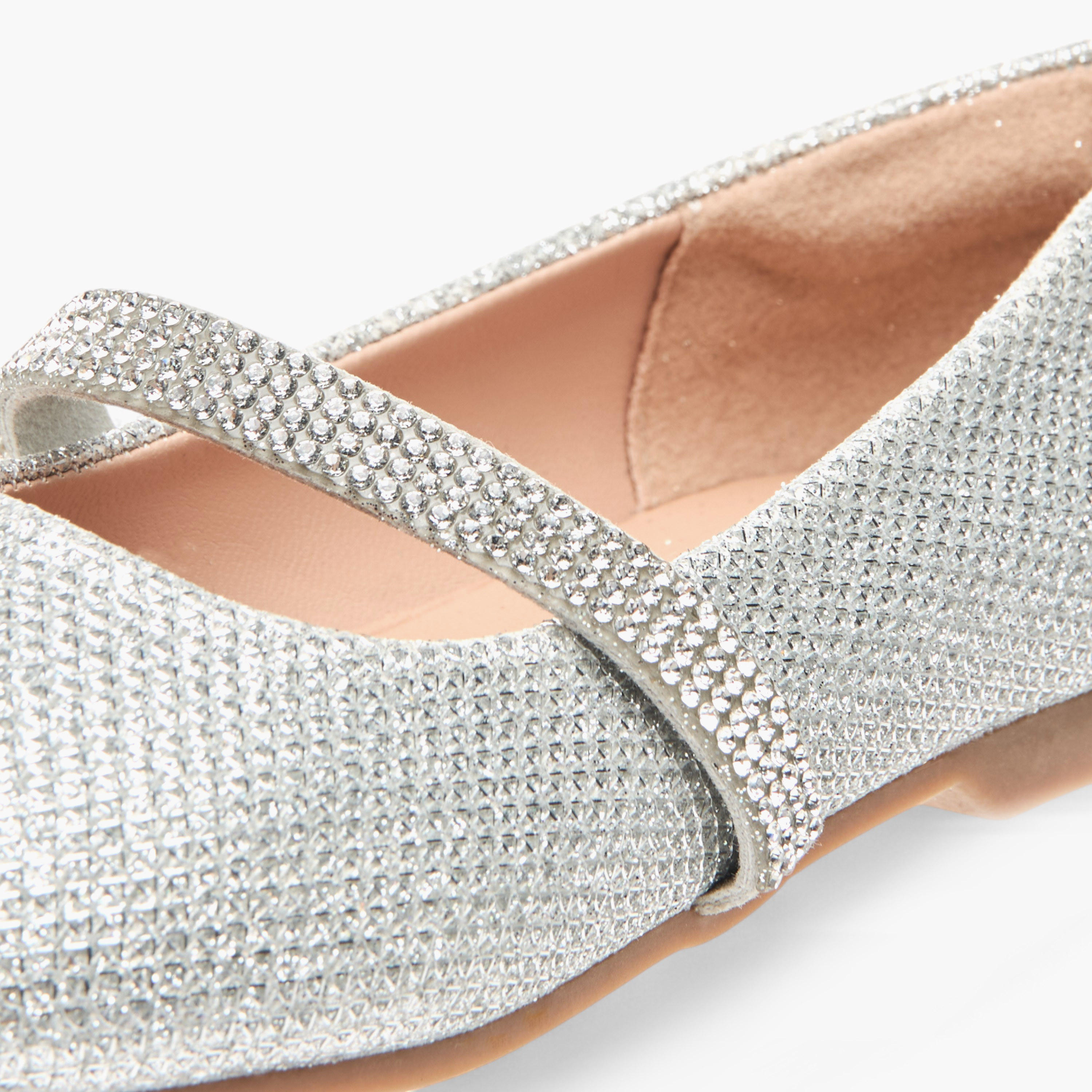 Juniors Glitter Detail Ballerina Shoes with Elasticated Strap-girls-shoes-ballerinas-image-6