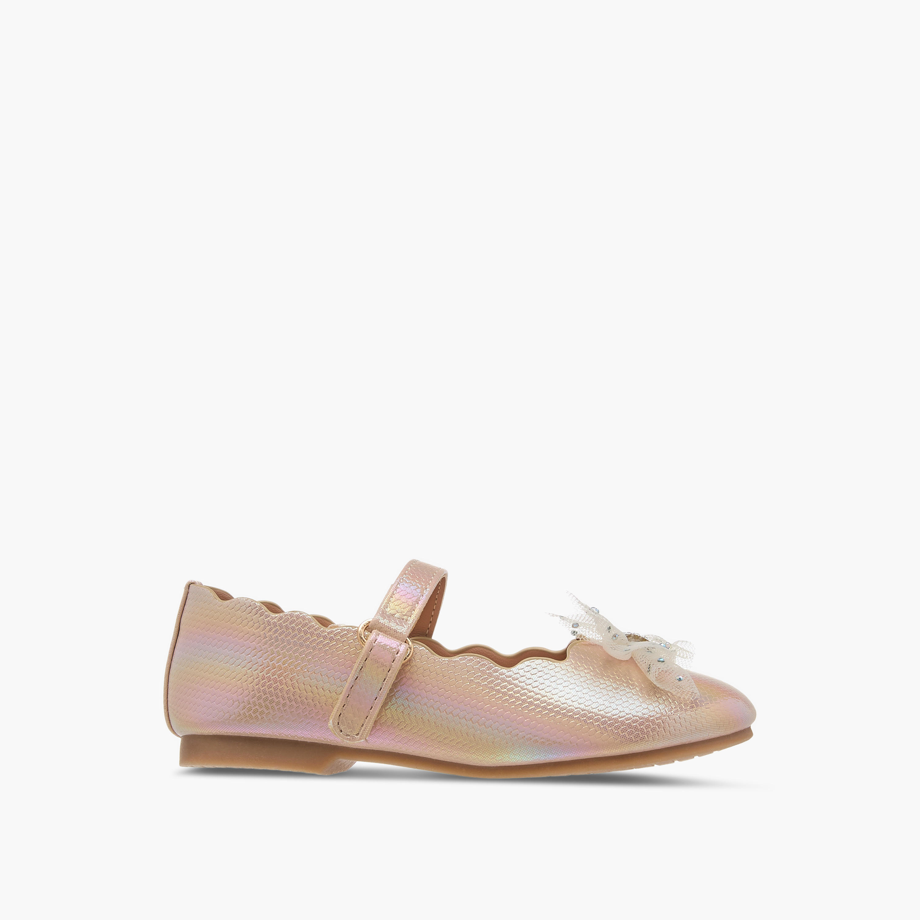 Juniors Bow Accent Ballerina Shoes with Hook and Loop Closure-girls-shoes-maryjanes-image-3