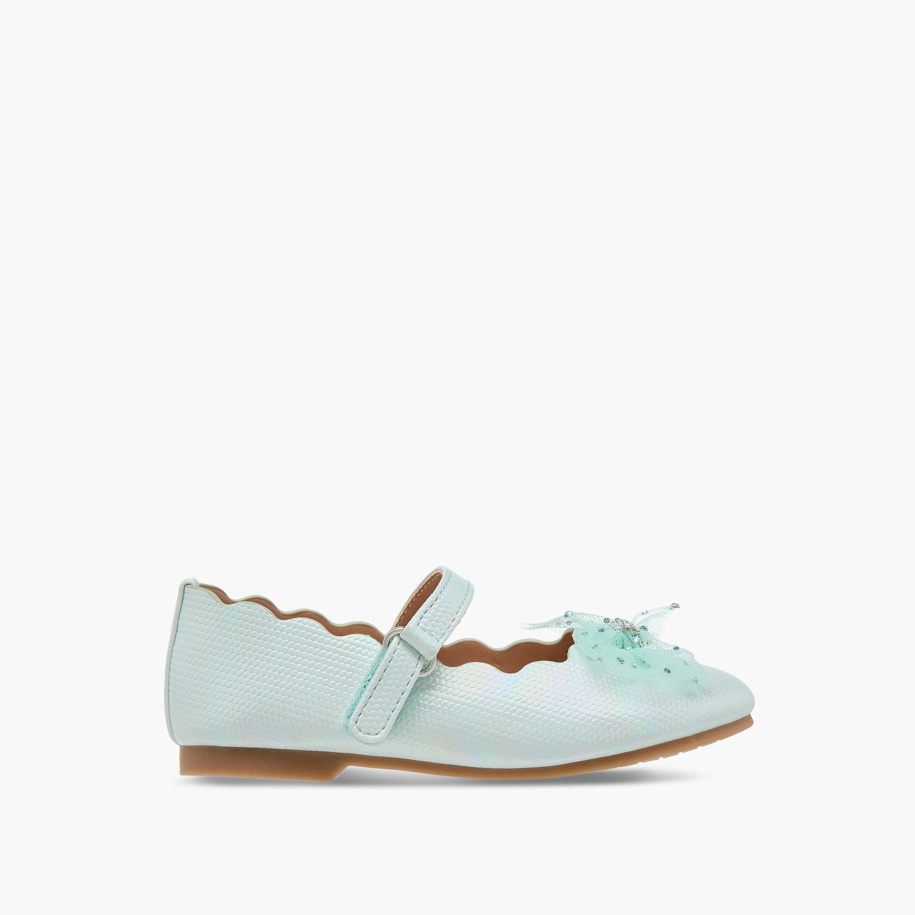 Juniors Bow Accent Ballerina Shoes with Hook and Loop Closure-girls-shoes-maryjanes-image-3