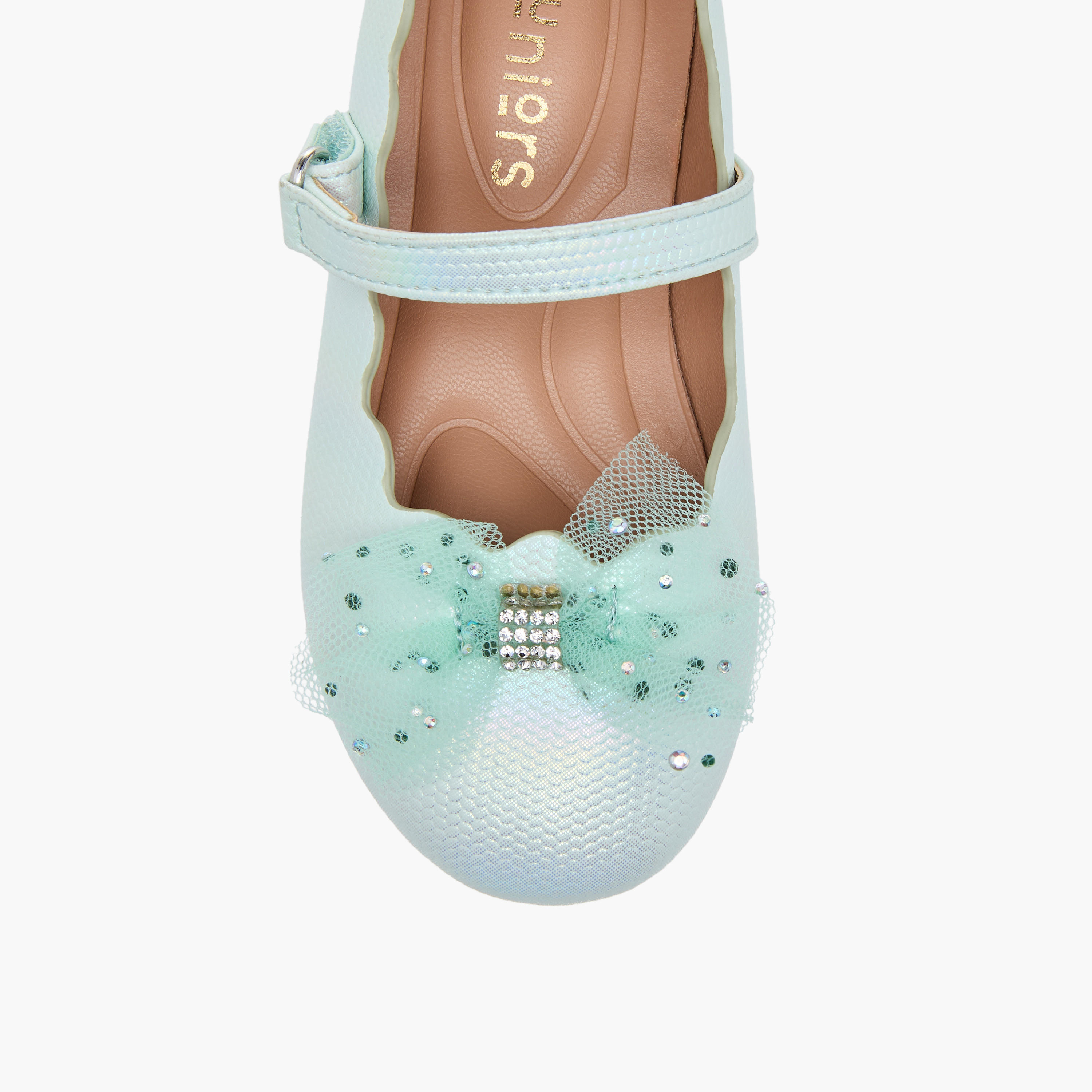 Juniors Bow Accent Ballerina Shoes with Hook and Loop Closure-girls-shoes-maryjanes-image-4