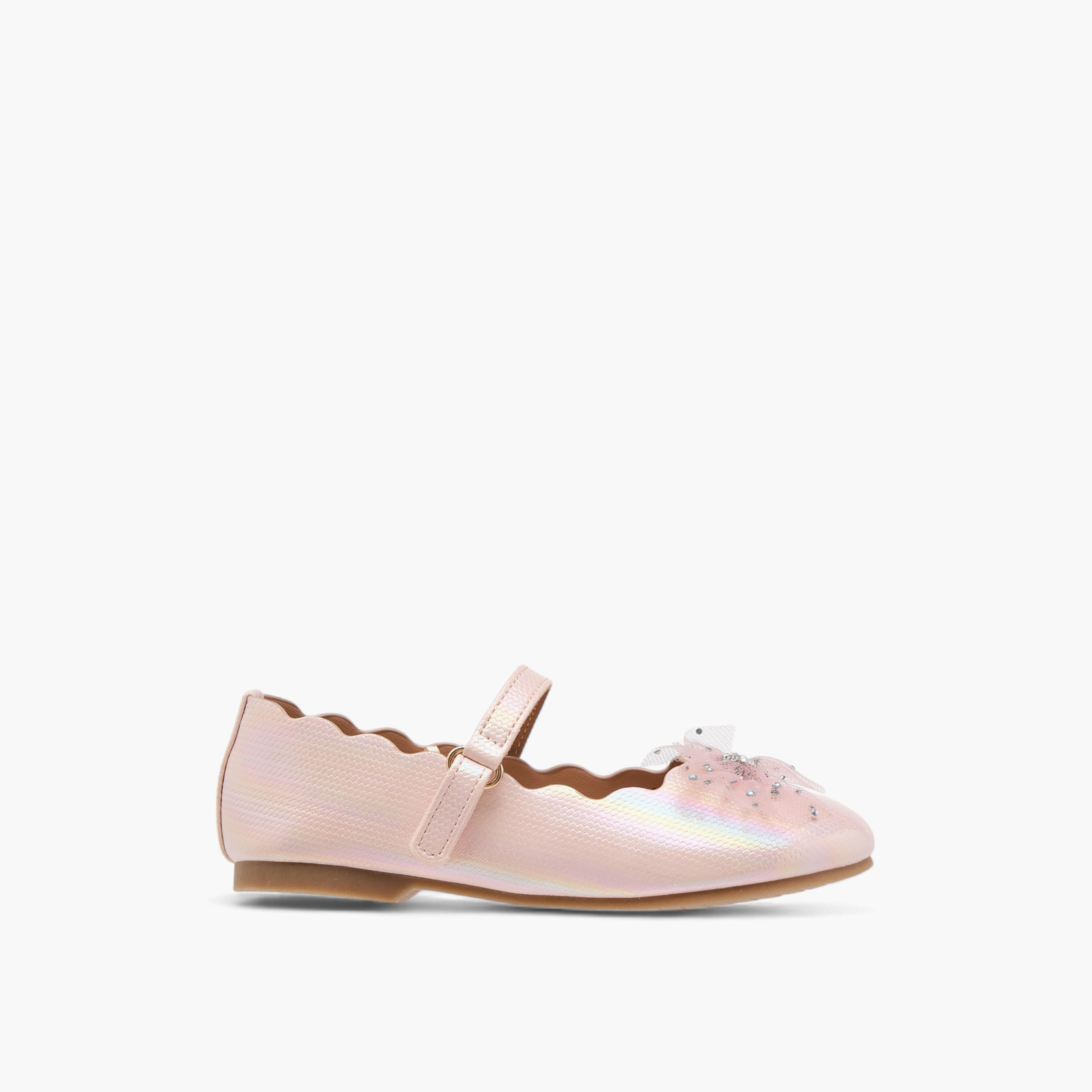 Juniors Bow Accent Ballerina Shoes with Hook and Loop Closure-girls-shoes-maryjanes-image-3