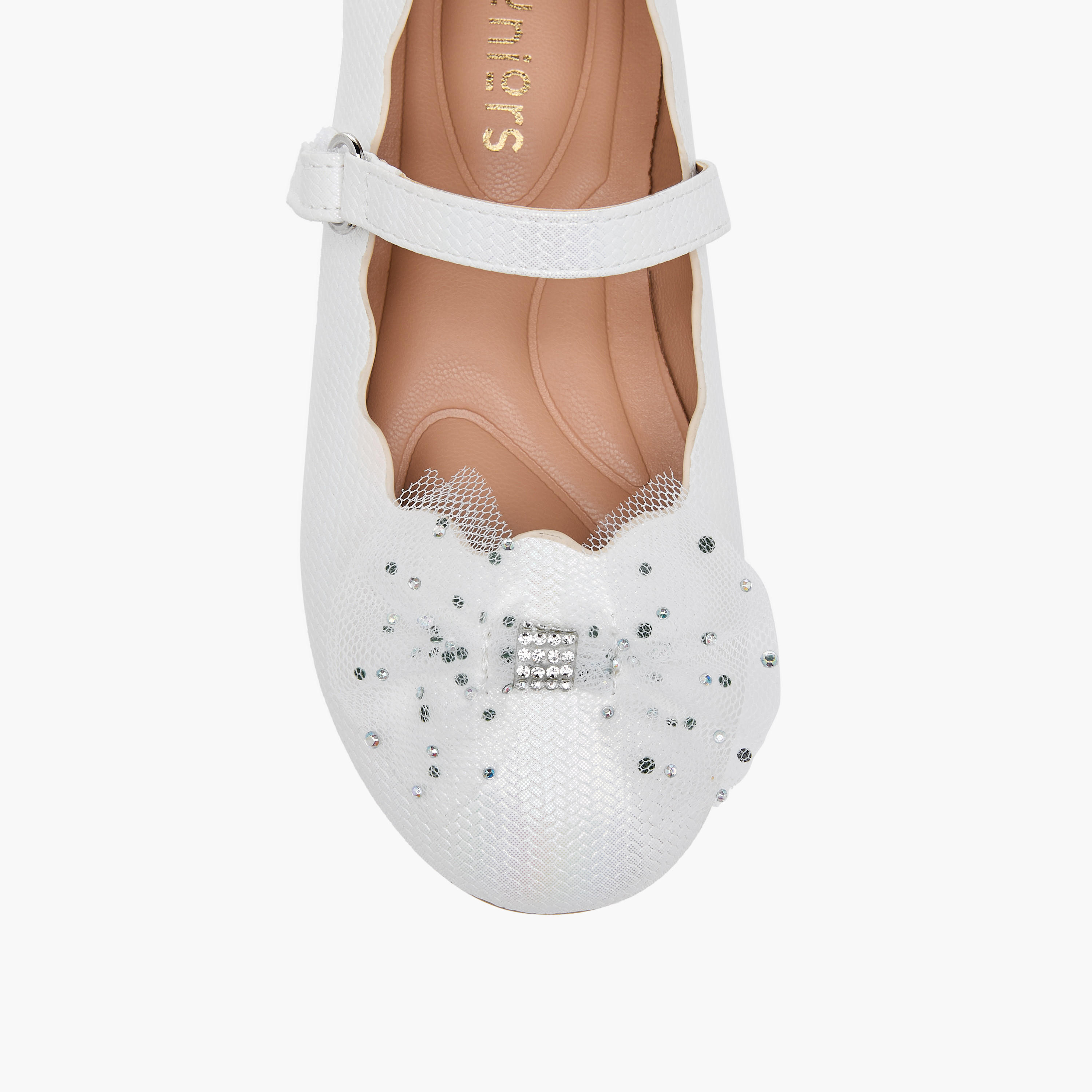 Juniors Bow Accent Ballerina Shoes with Hook and Loop Closure-girls-shoes-maryjanes-image-4