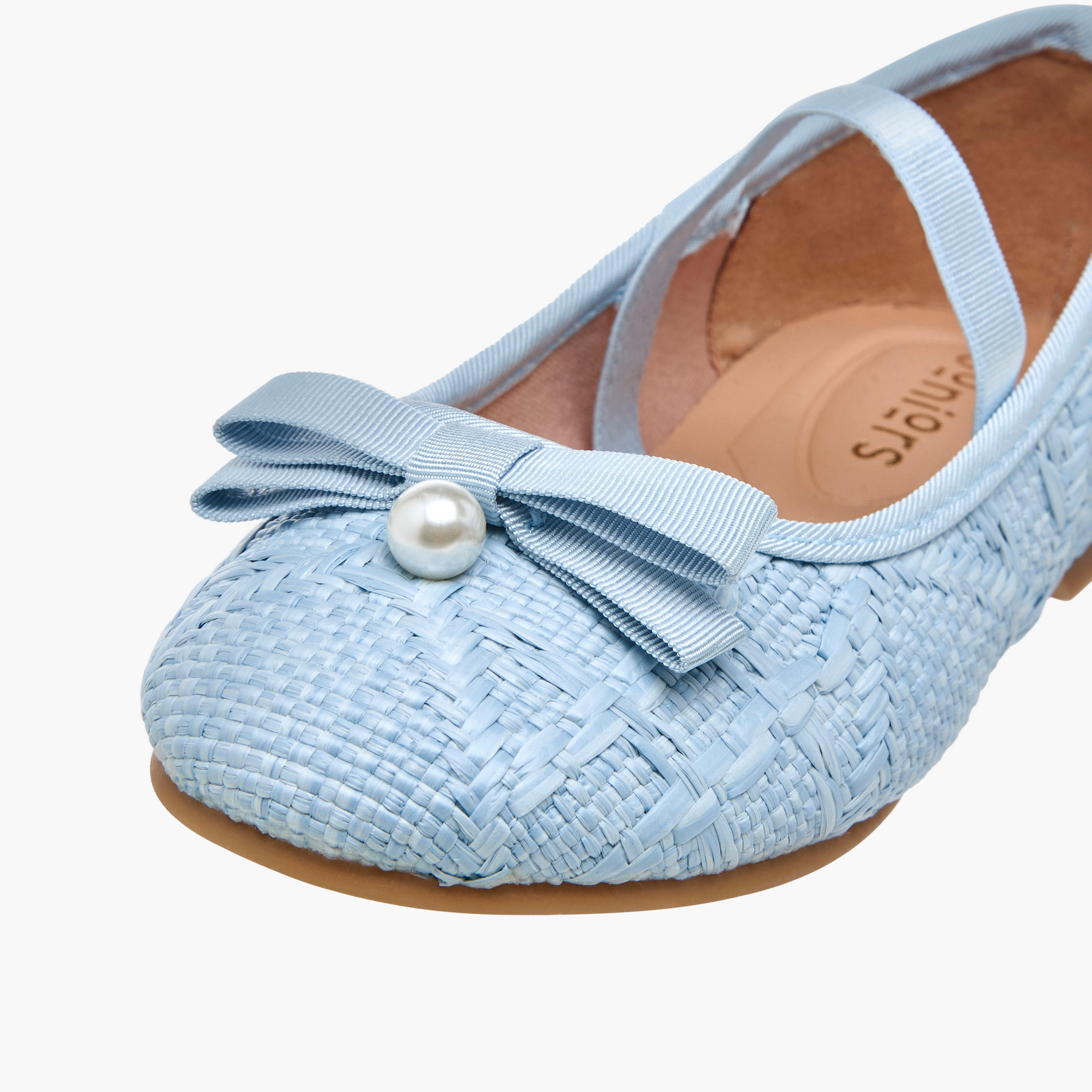 Juniors Bow Accent Ballerina Shoes with Elasticated Strap-girls-shoes-ballerinas-image-6