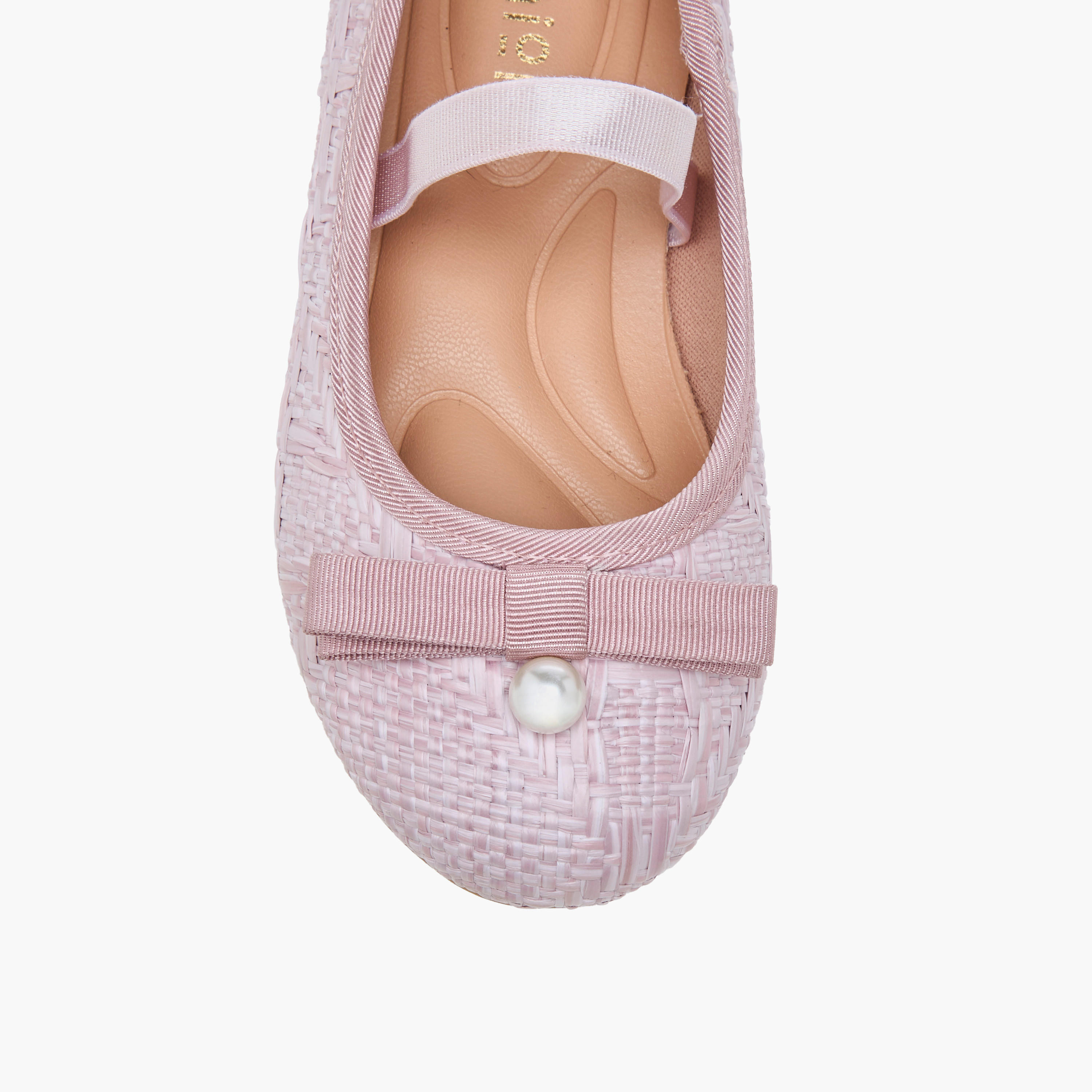Juniors Bow Accent Ballerina Shoes with Elasticated Strap-girls-shoes-ballerinas-image-4
