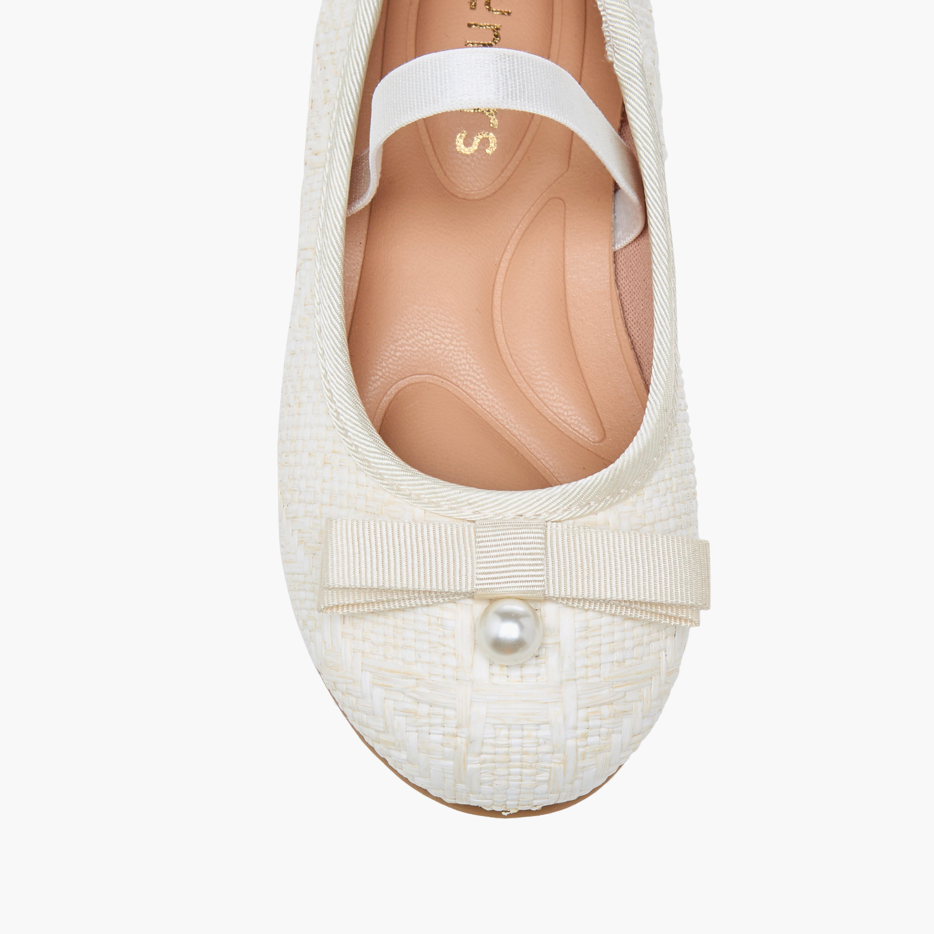Juniors Bow Accent Ballerina Shoes with Elasticated Strap-girls-shoes-ballerinas-image-4