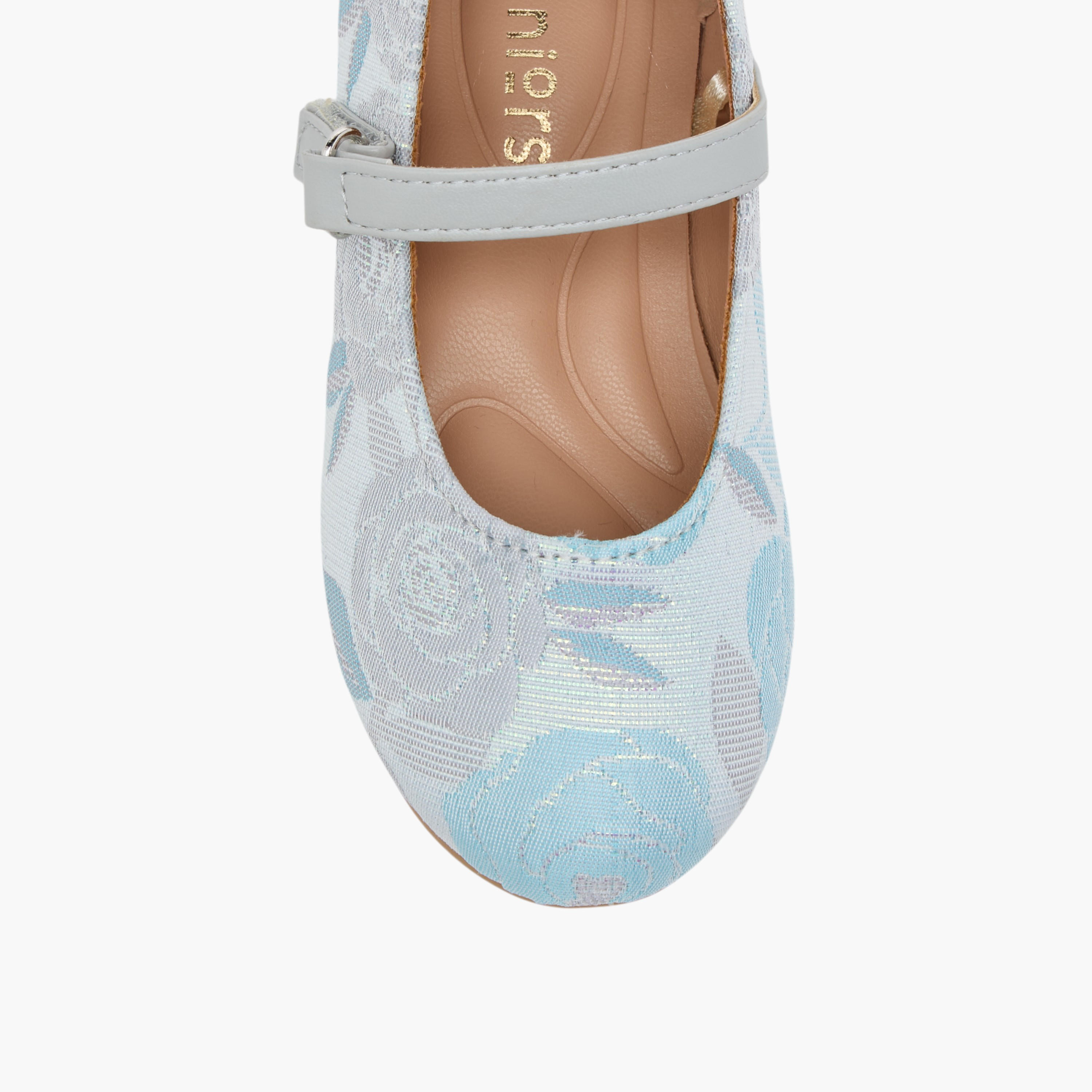 Juniors Embroidered Ballerina Shoes with Hook and Loop Closure-girls-shoes-ballerinas-image-4