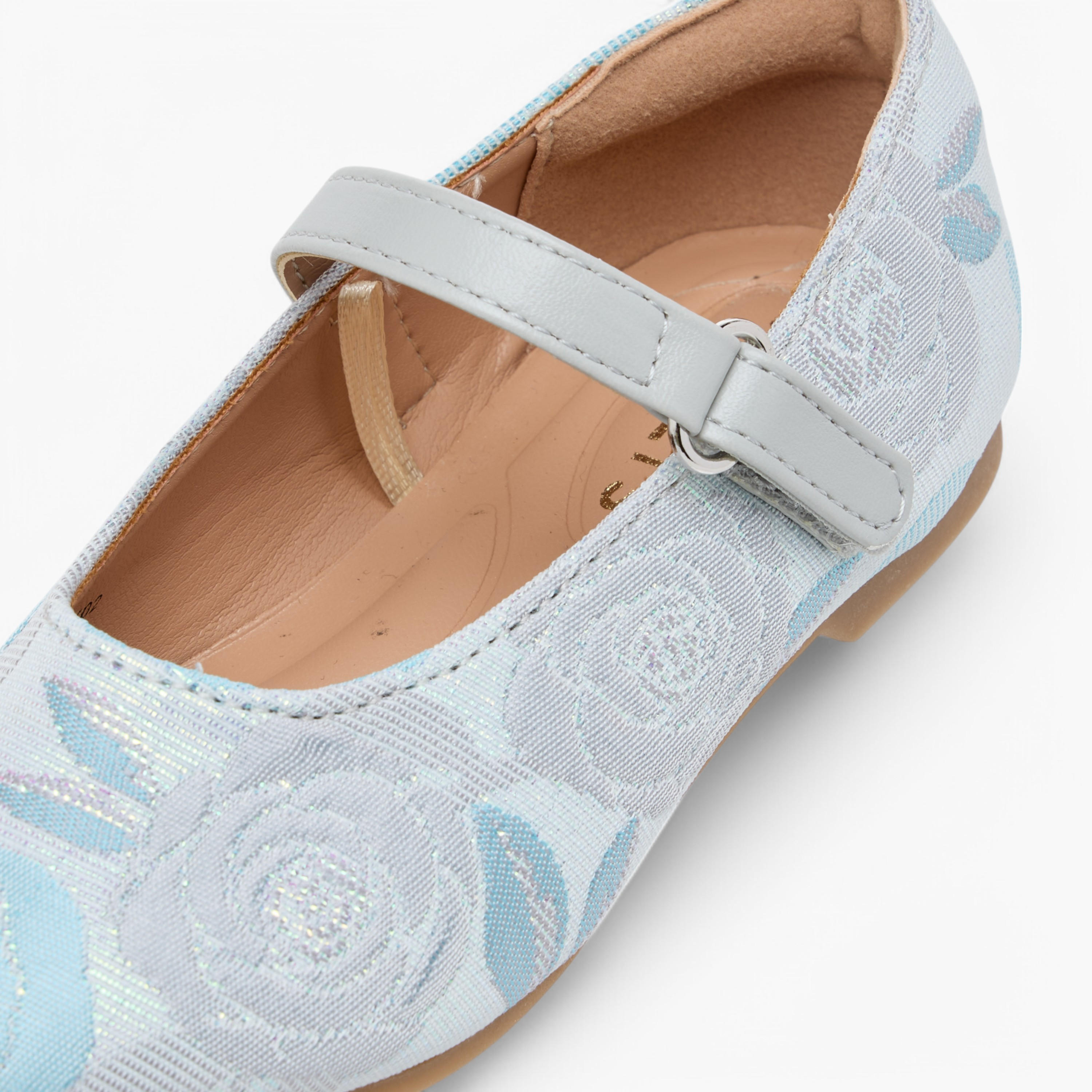 Juniors Embroidered Ballerina Shoes with Hook and Loop Closure-girls-shoes-ballerinas-image-6