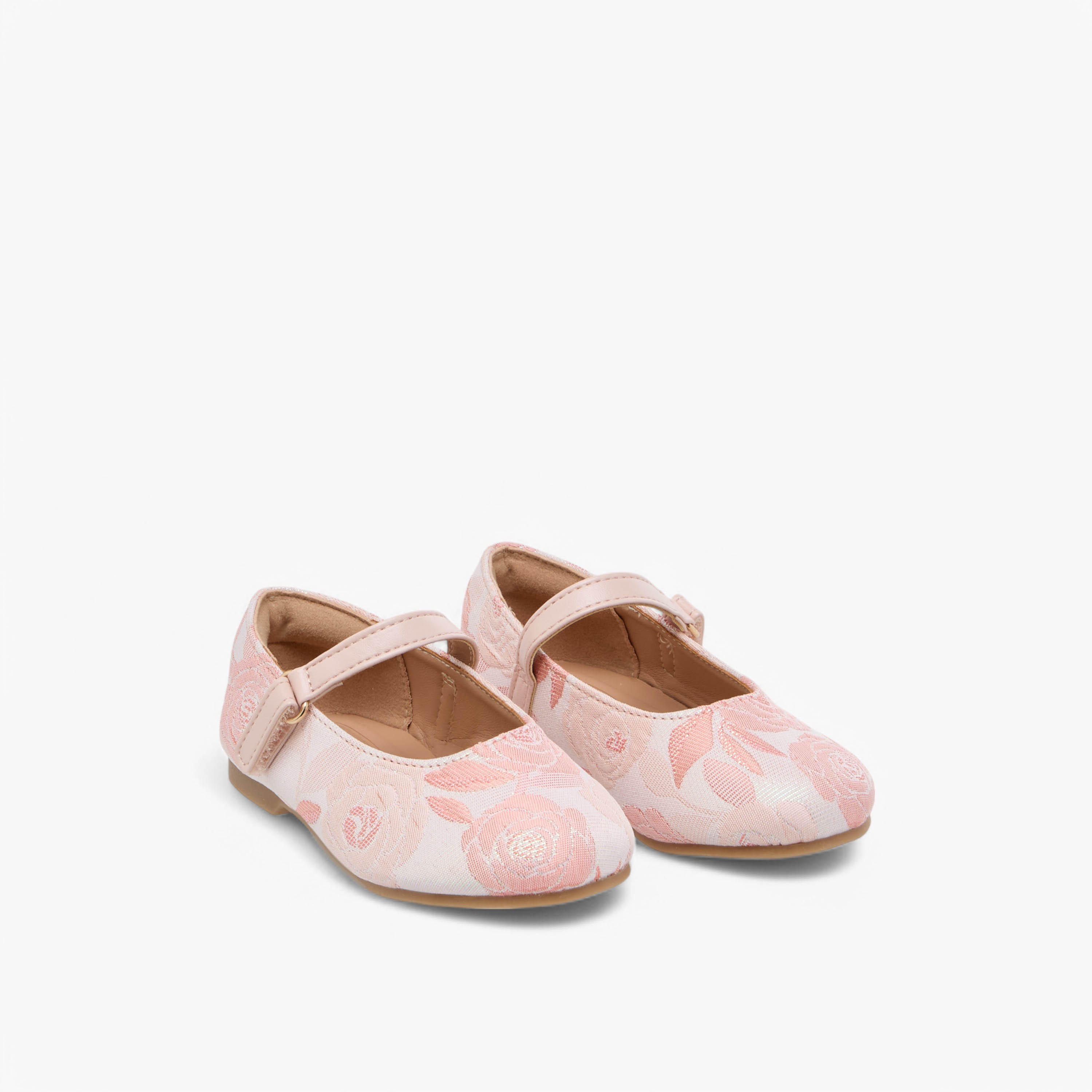 Juniors Embroidered Ballerina Shoes with Hook and Loop Closure-girls-shoes-ballerinas-image-1