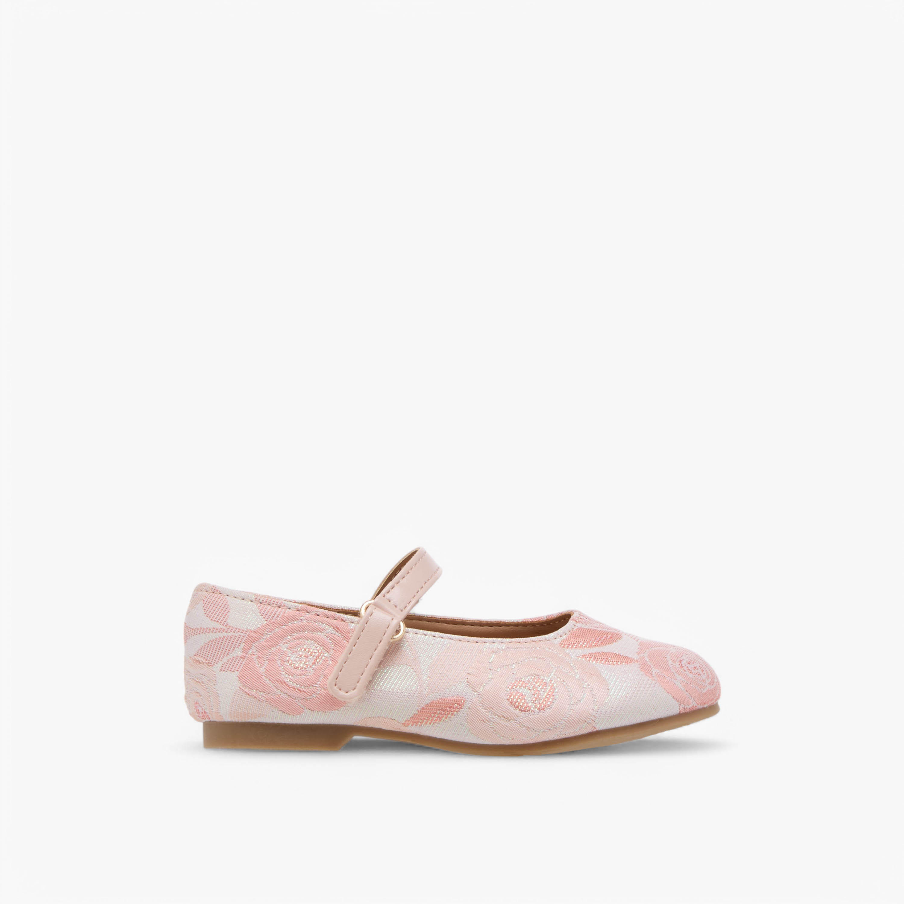 Juniors Embroidered Ballerina Shoes with Hook and Loop Closure-girls-shoes-ballerinas-image-3