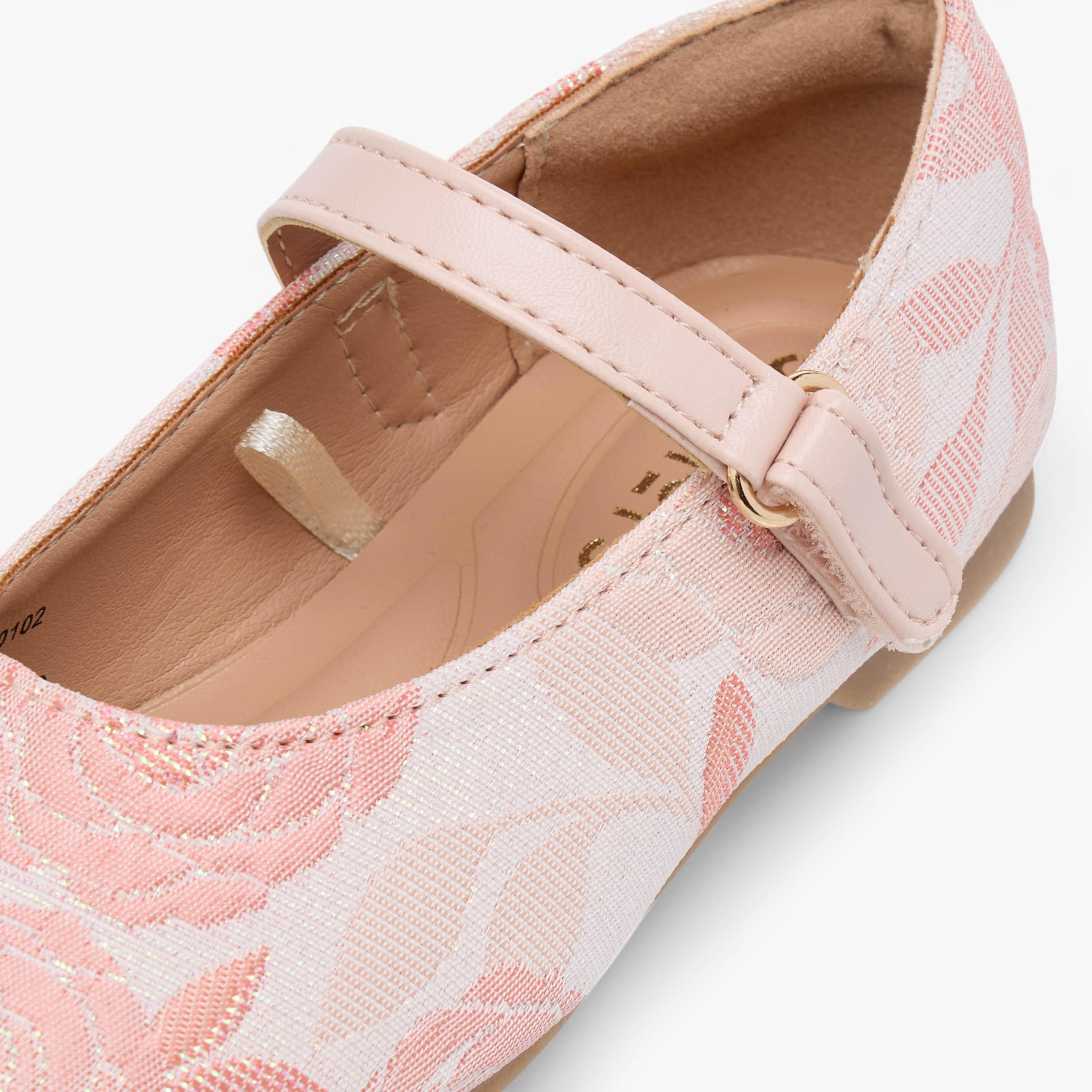 Juniors Embroidered Ballerina Shoes with Hook and Loop Closure-girls-shoes-ballerinas-image-6