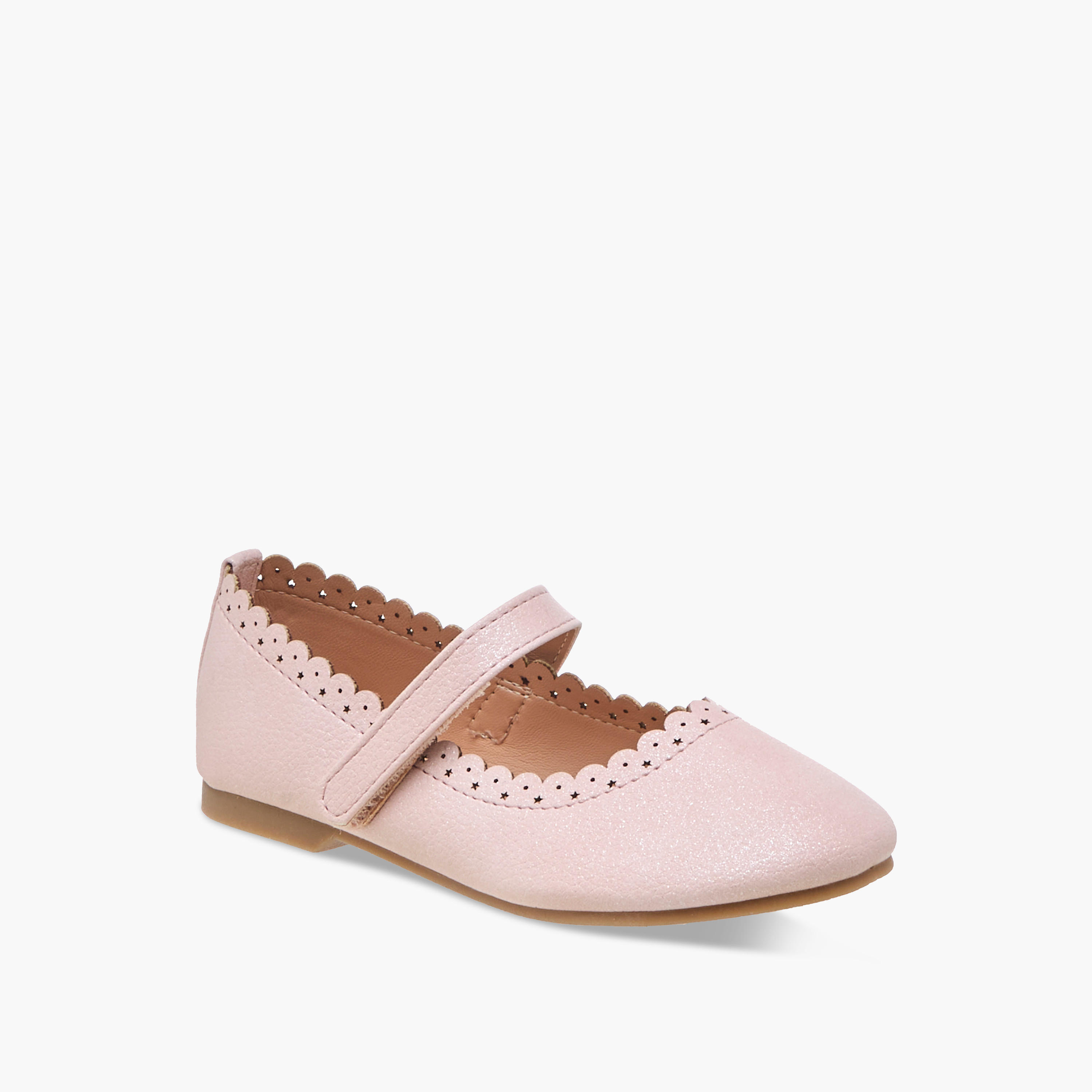 Juniors Laser Cut Ballerina Shoes with Hook and Loop Closure-girls-shoes-maryjanes-image-2