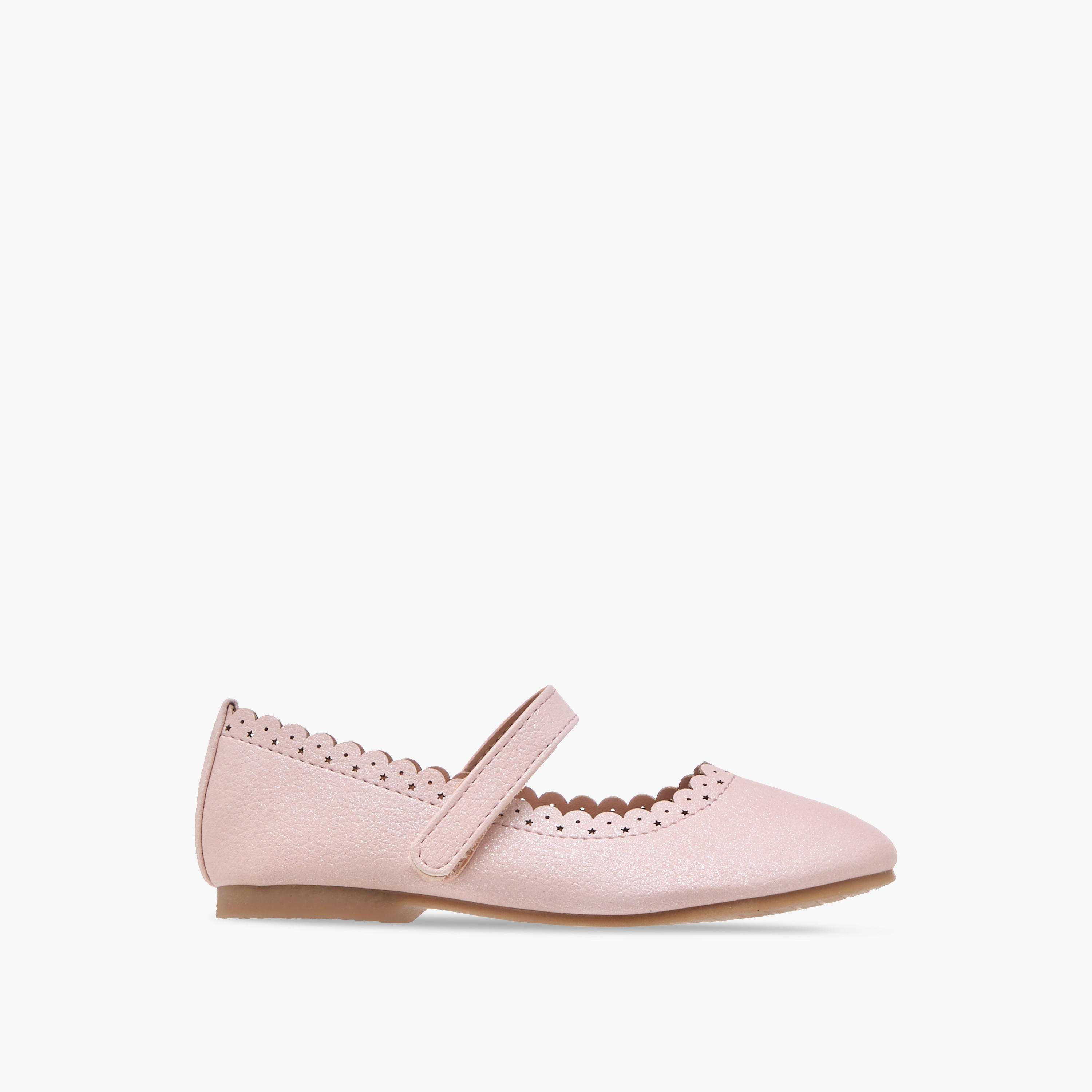 Juniors Laser Cut Ballerina Shoes with Hook and Loop Closure-girls-shoes-maryjanes-image-3